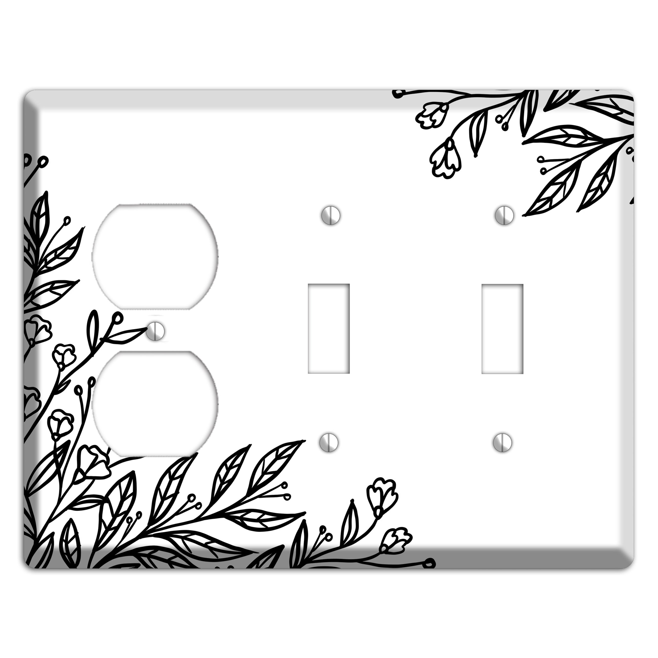Hand-Drawn Floral 2 Duplex / 2 Toggle Wallplate