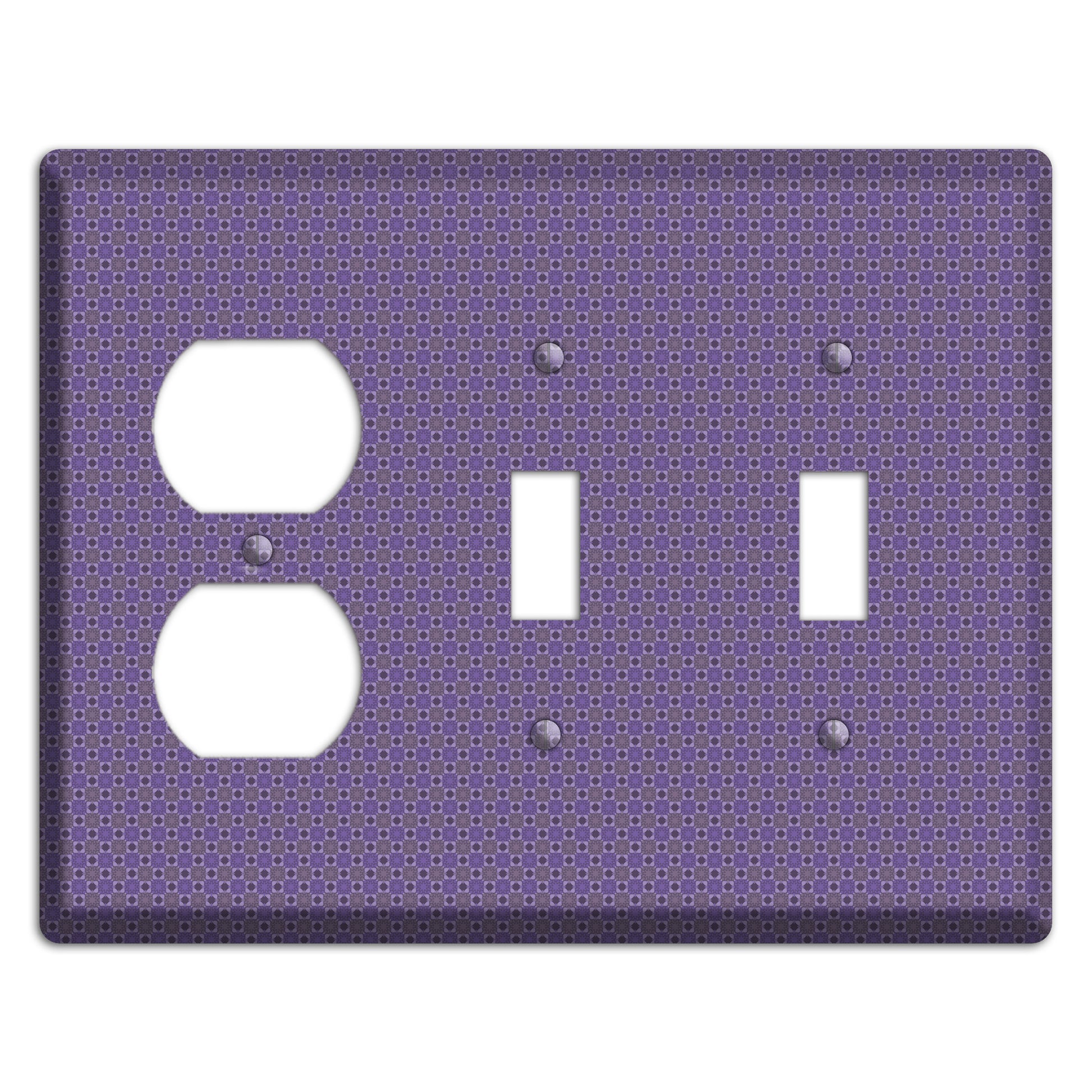 Multi Purple Tiled Duplex / 2 Toggle Wallplate