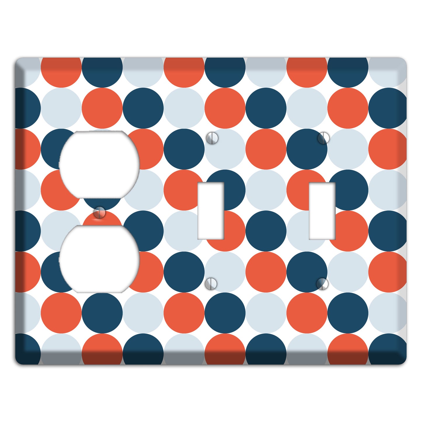 Multi Blue Red Tiled Dots Duplex / 2 Toggle Wallplate