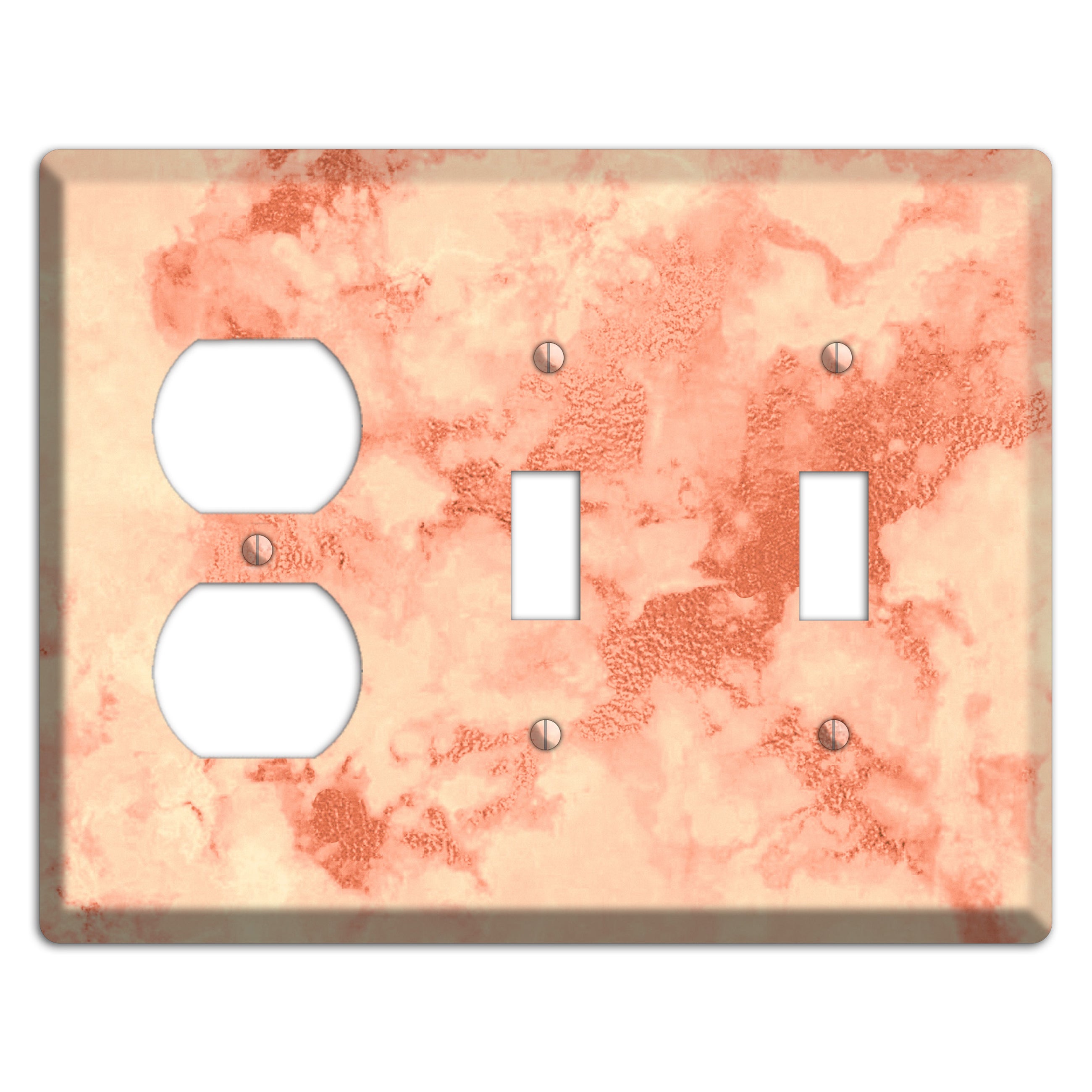 Apricot Peach Marble Duplex / 2 Toggle Wallplate