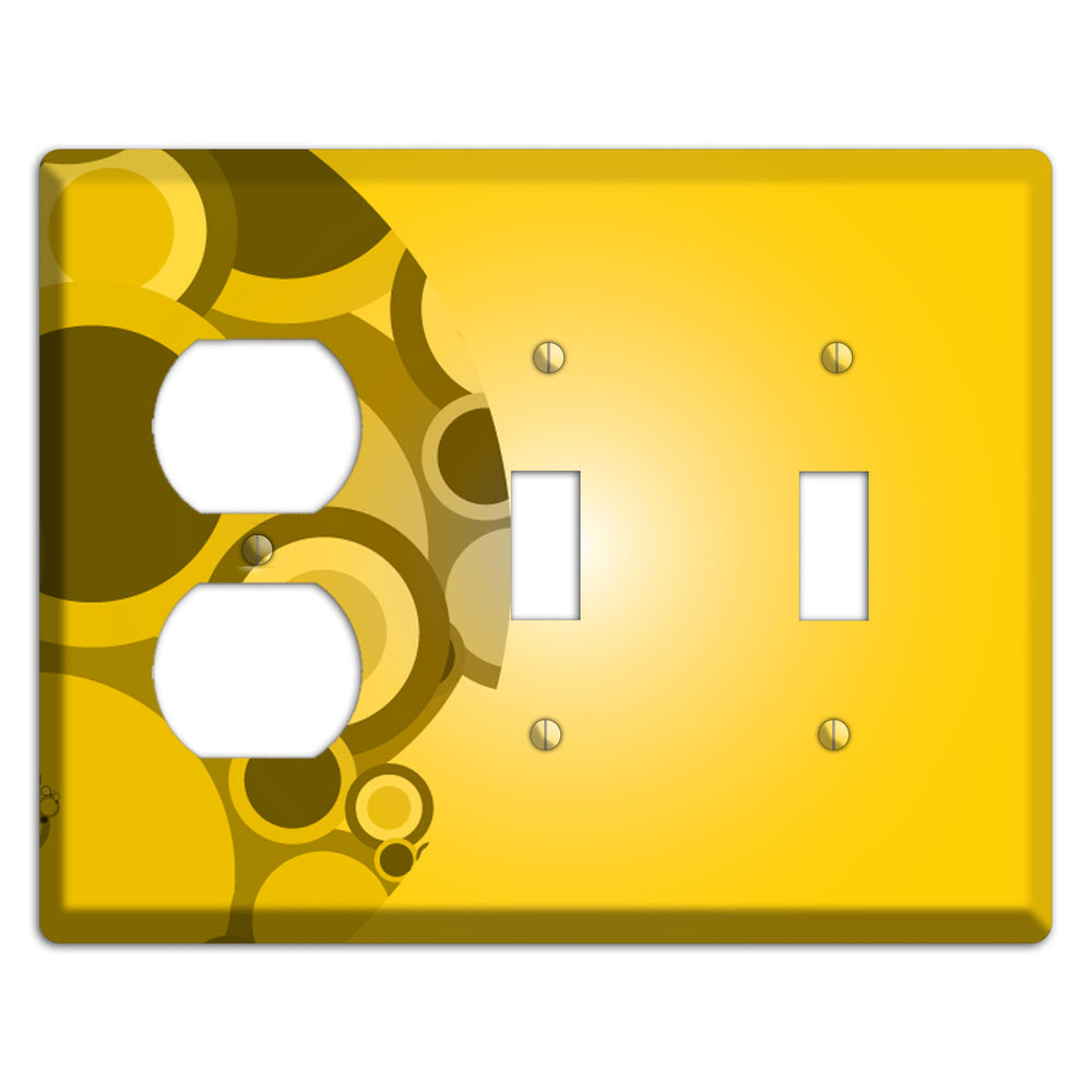 Mustard Yellow Circles Duplex / 2 Toggle Wallplate