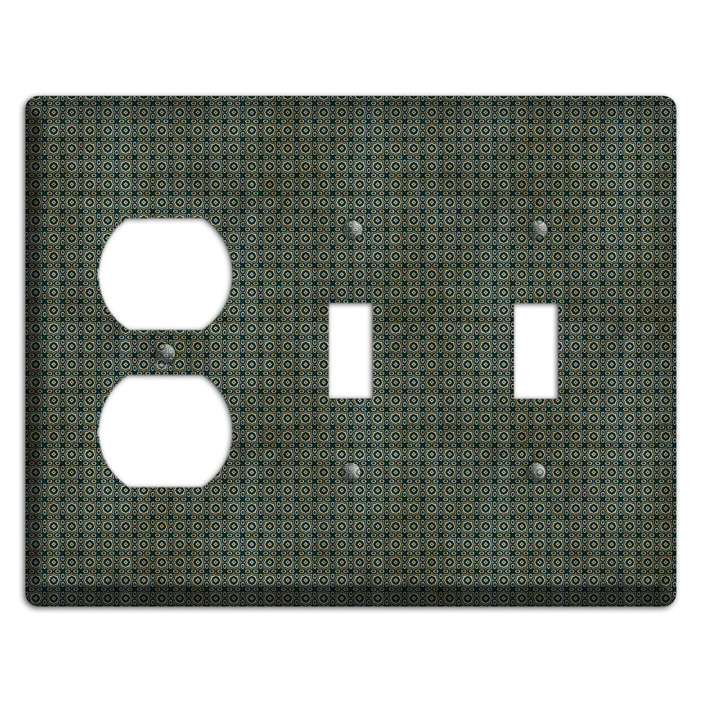 Dark Green Grunge Tiny Tiled Tapestry Duplex / 2 Toggle Wallplate