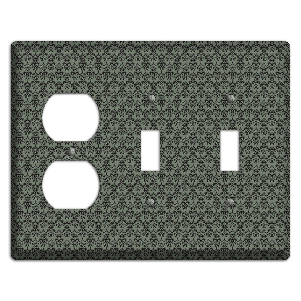 Moss Tiny Cartouche Half Drop Duplex / 2 Toggle Wallplate