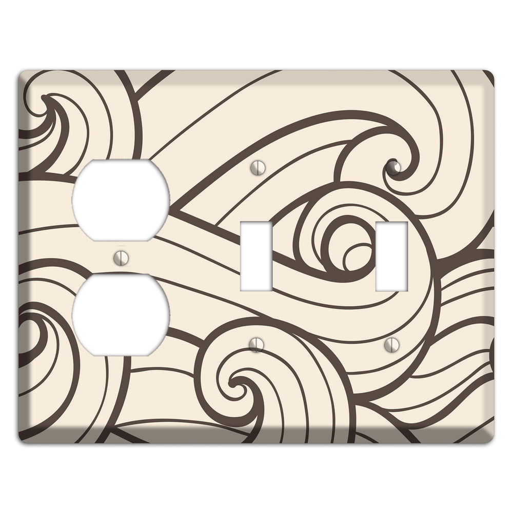 Abstract Curl Beige Duplex / 2 Toggle Wallplate