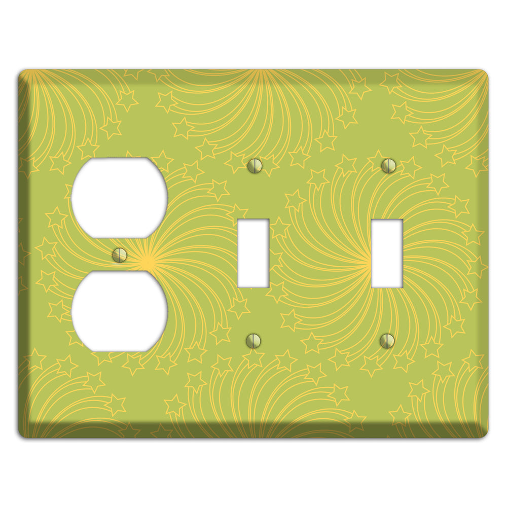 Multi Lime Star Swirl Duplex / 2 Toggle Wallplate