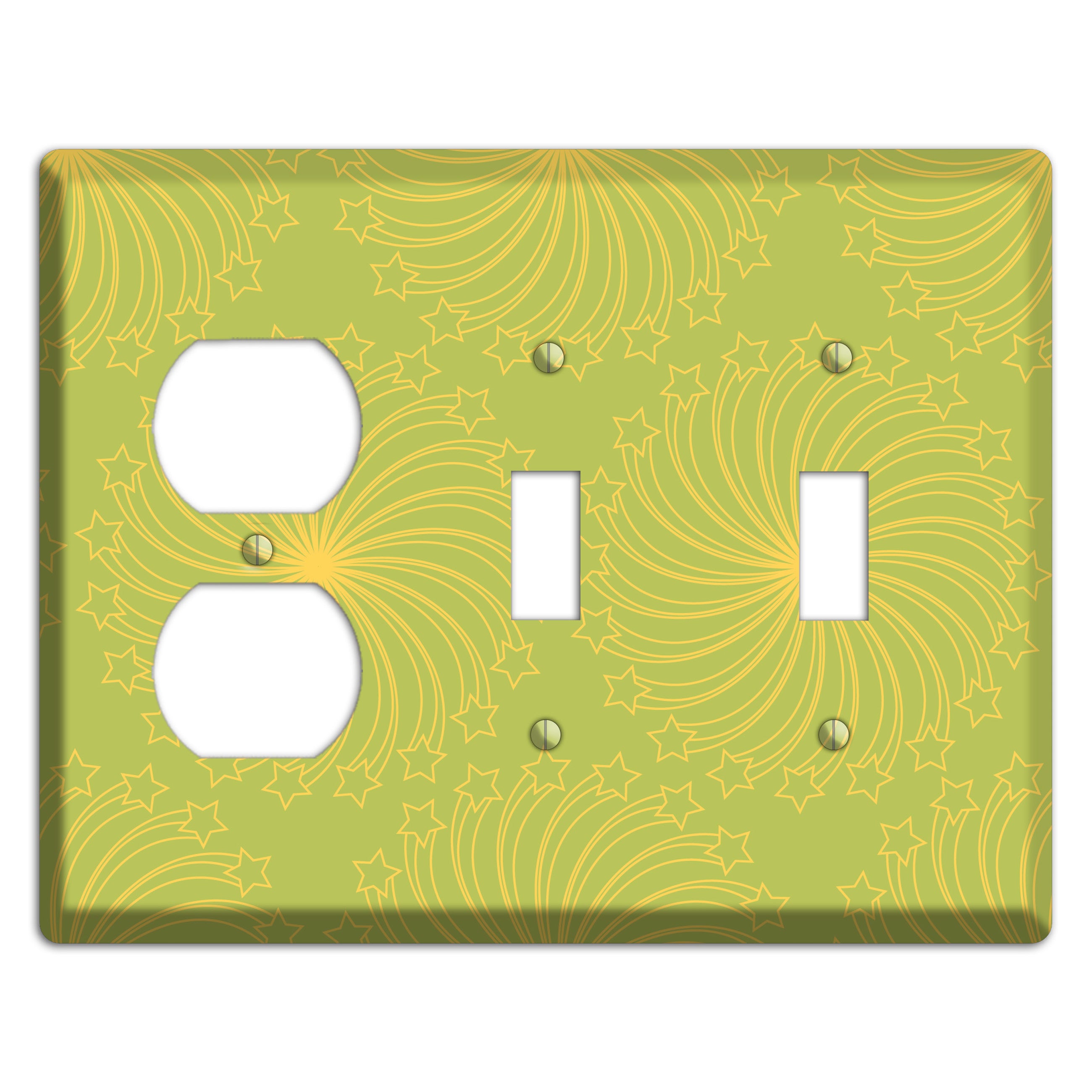 Multi Lime Star Swirl Duplex / 2 Toggle Wallplate