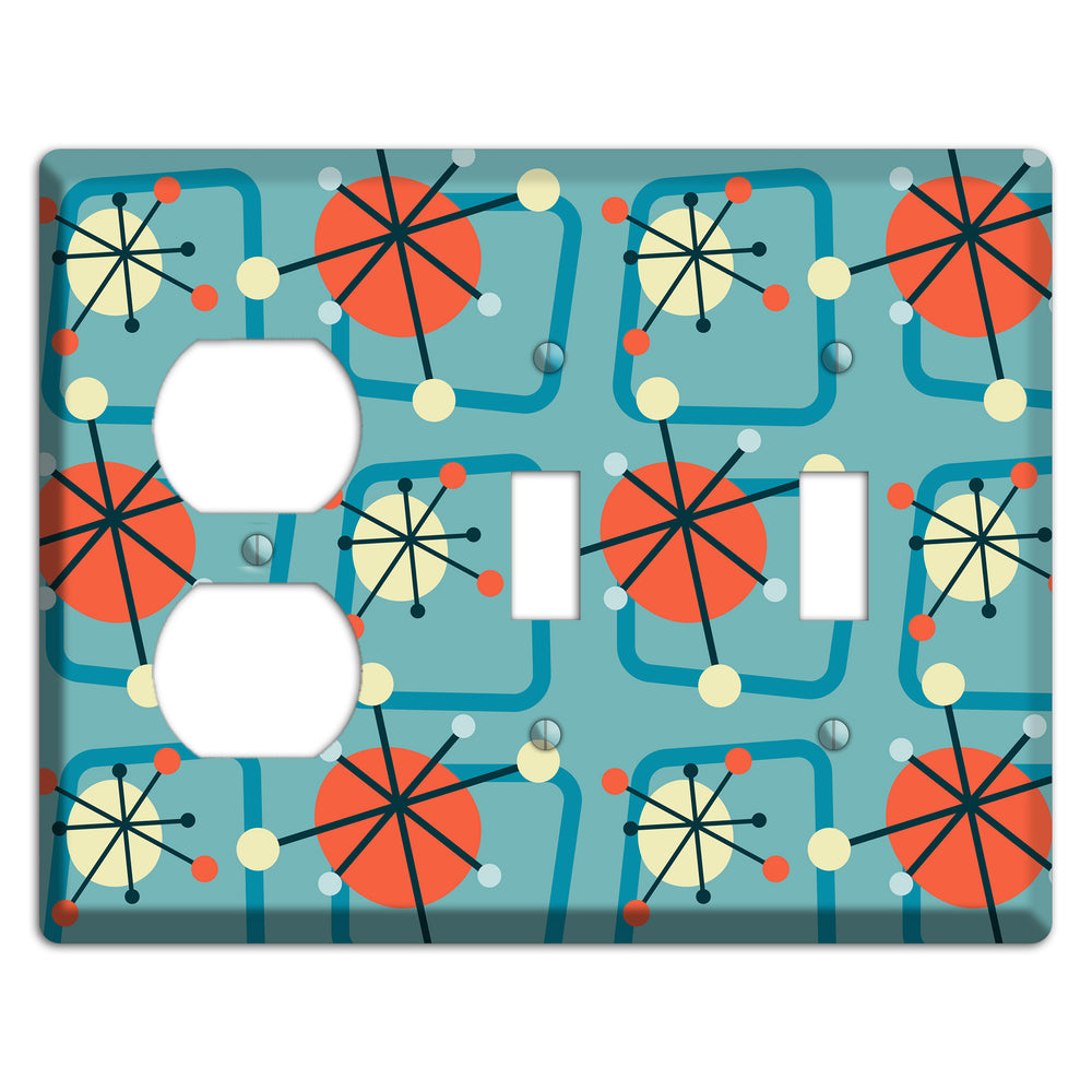 Orange Atomic Burst Duplex / 2 Toggle Wallplate