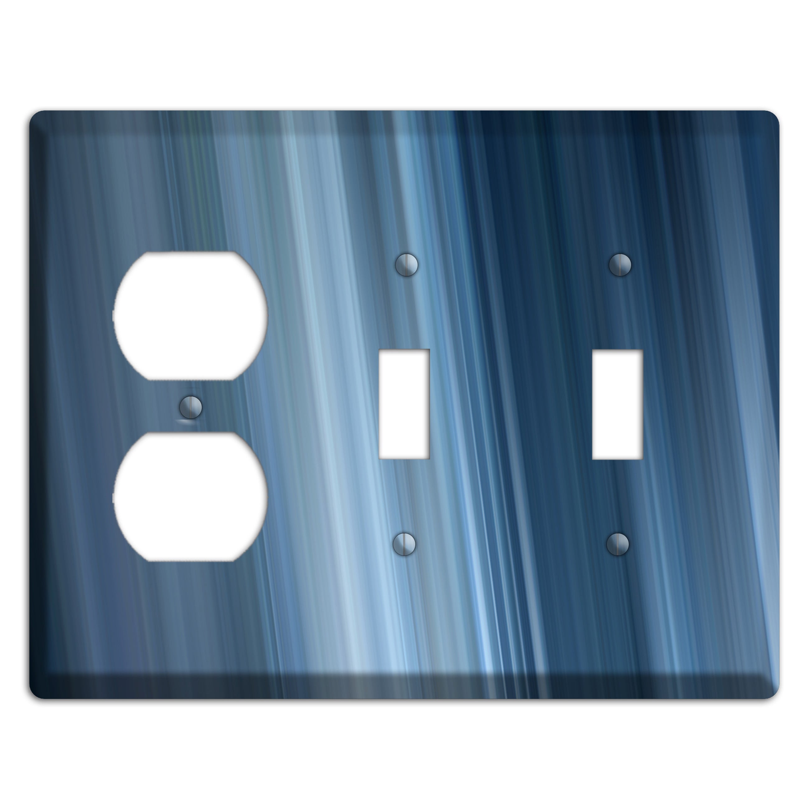 Brushed Blue Stripes Duplex / 2 Toggle Wallplate