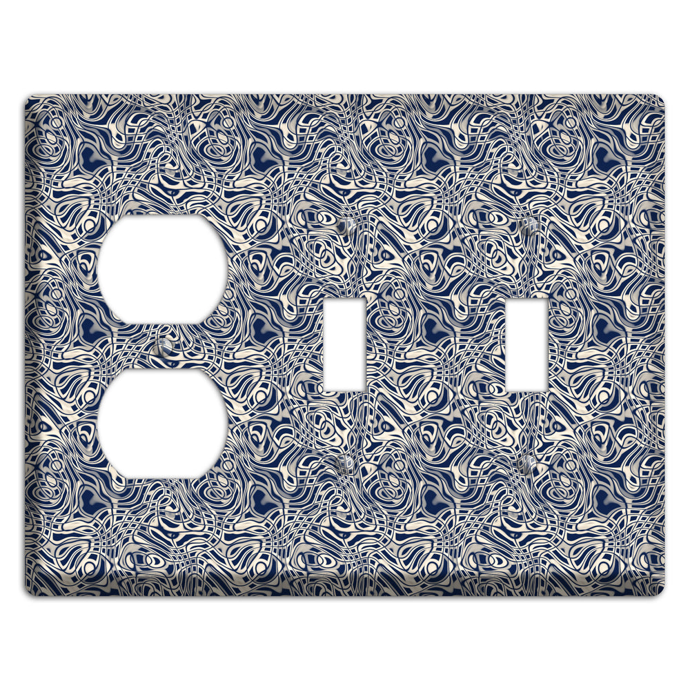 Blue Psychedelic Swirl Duplex / 2 Toggle Wallplate