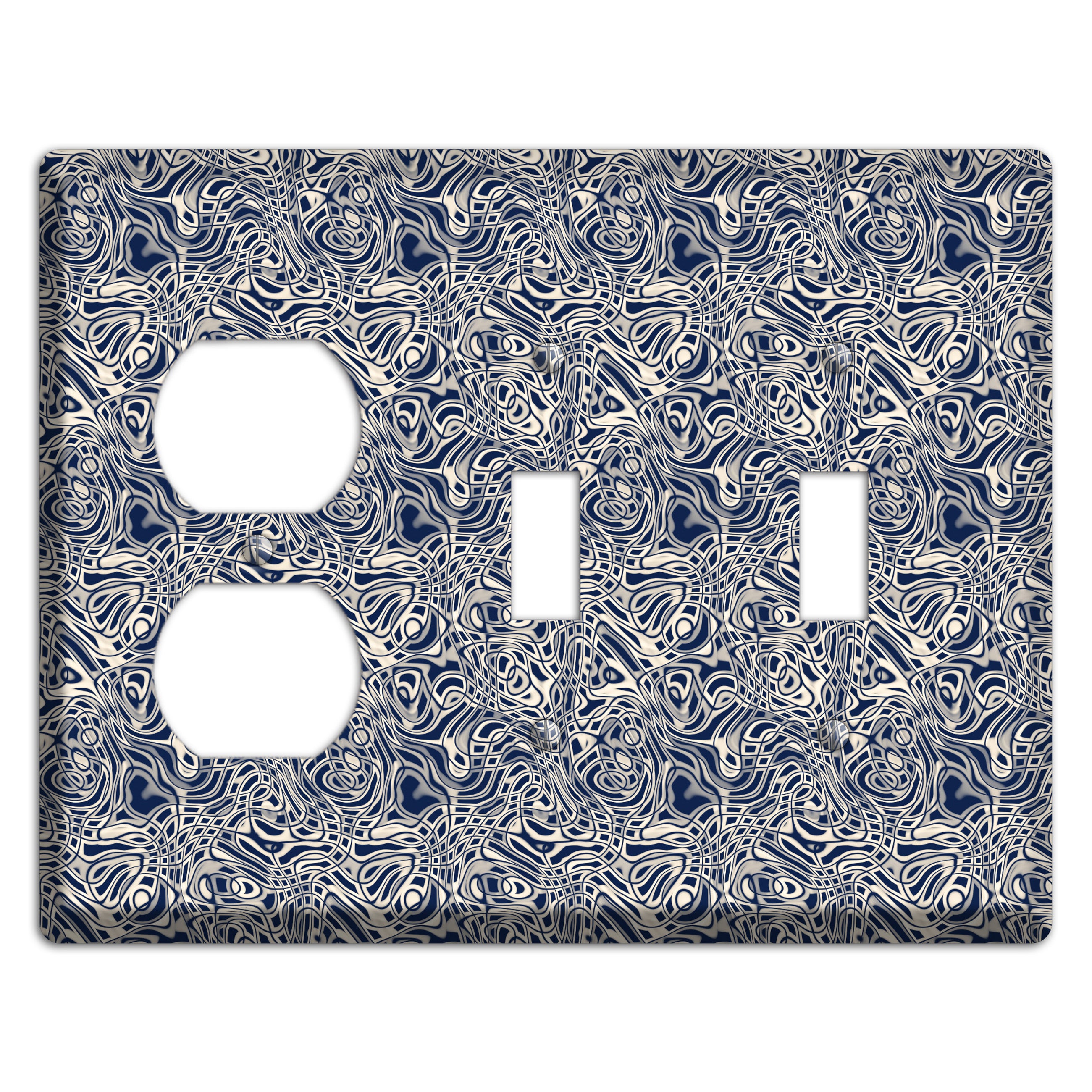 Blue Psychedelic Swirl Duplex / 2 Toggle Wallplate