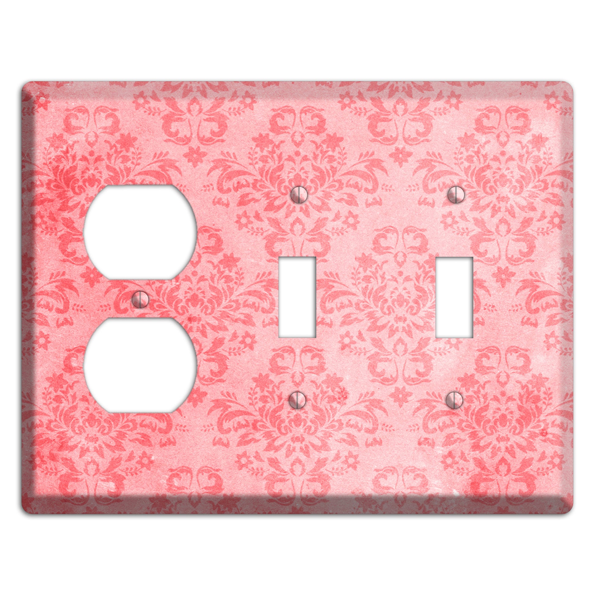 Rose Bud Soft Coral Duplex / 2 Toggle Wallplate