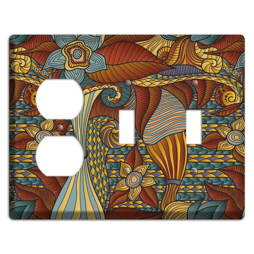 Retro Flourish 4 Duplex / 2 Toggle Wallplate
