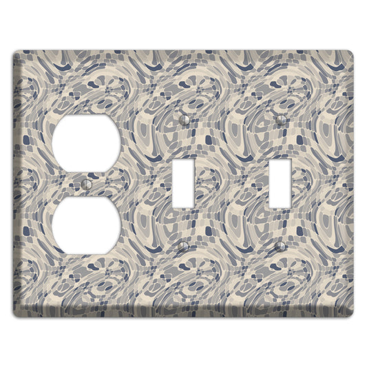 Blue and Beige Abstract 2 Duplex / 2 Toggle Wallplate