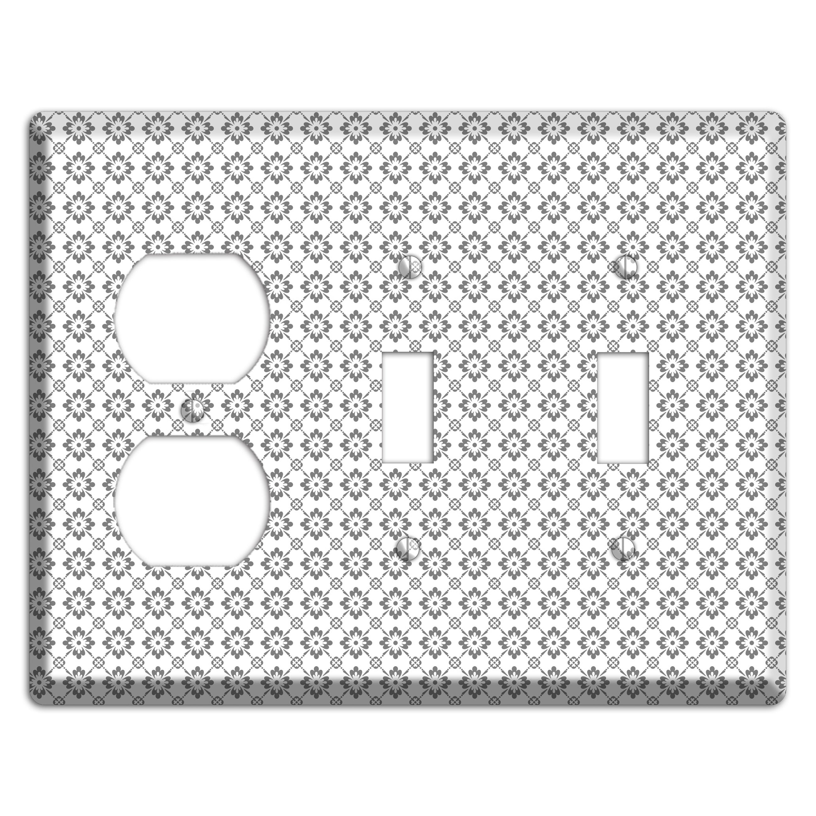 White with Grey Foulard Duplex / 2 Toggle Wallplate