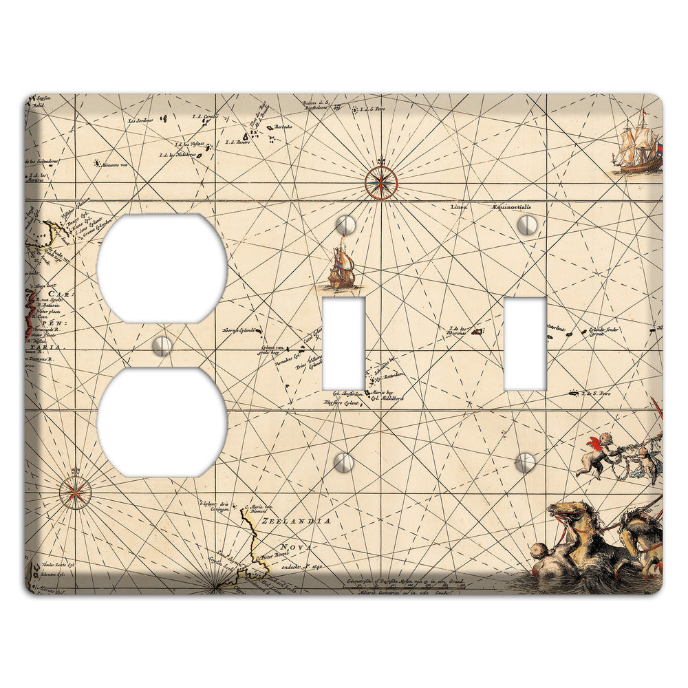 Map of New Zealand Duplex / 2 Toggle Wallplate