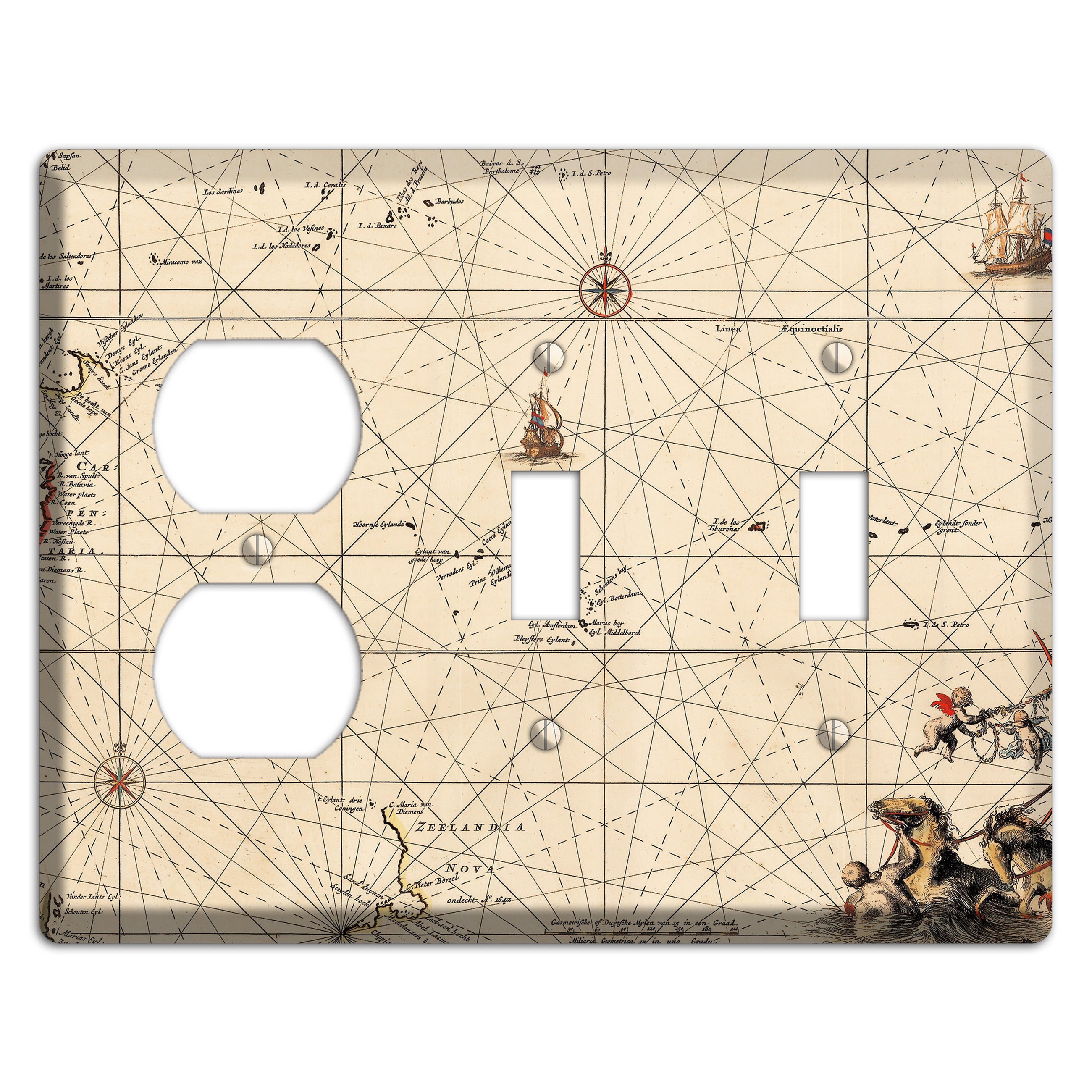 Map of New Zealand Duplex / 2 Toggle Wallplate