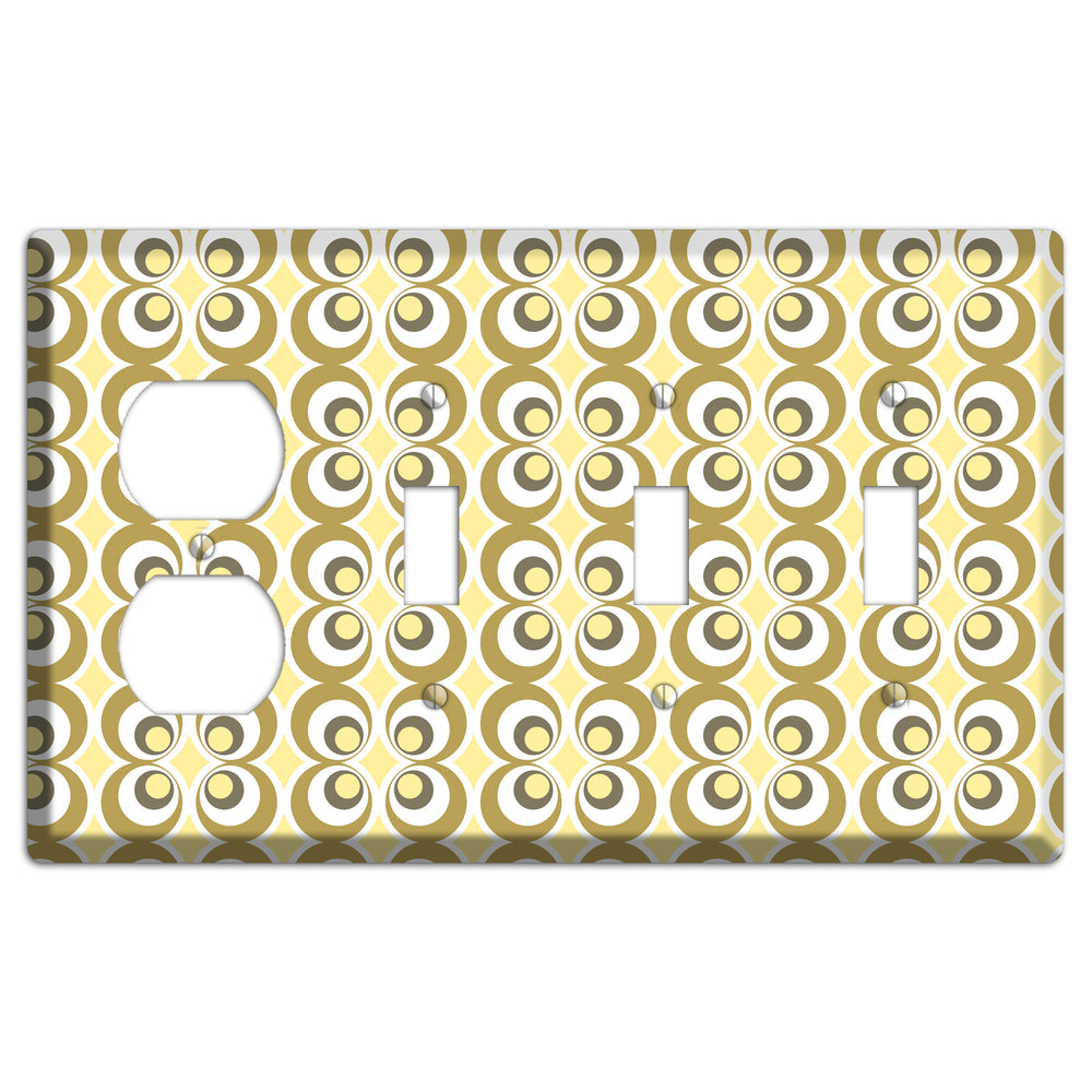 Multi Olive Offset Bullseye Duplex / 3 Toggle Wallplate