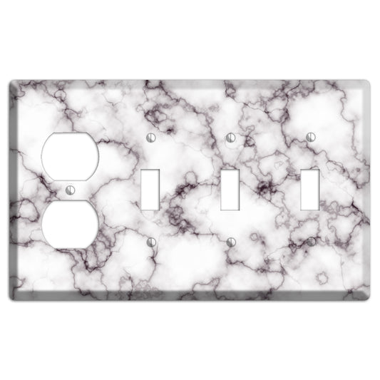 Black Stained Marble Duplex / 3 Toggle Wallplate