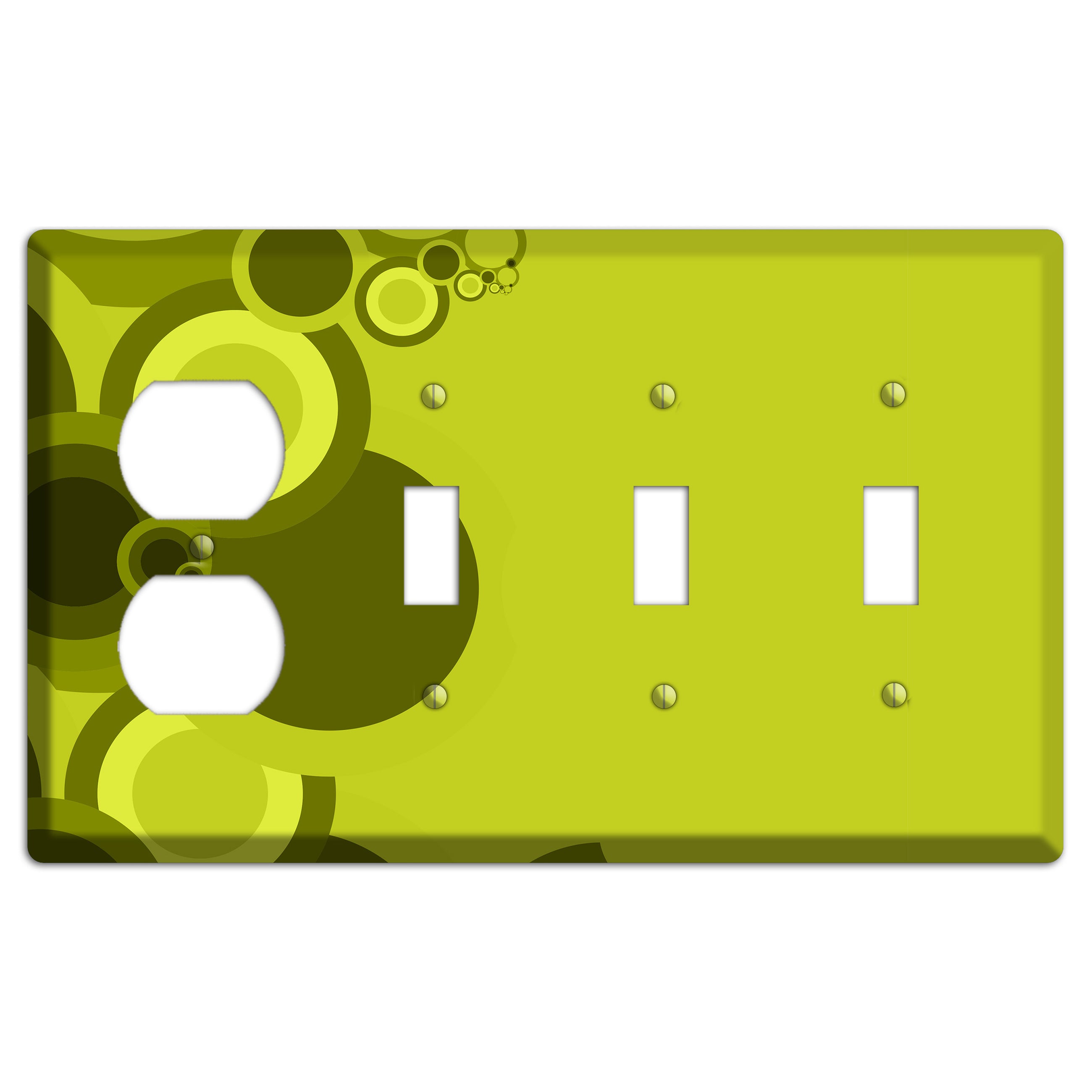 Green Circles Duplex / 3 Toggle Wallplate