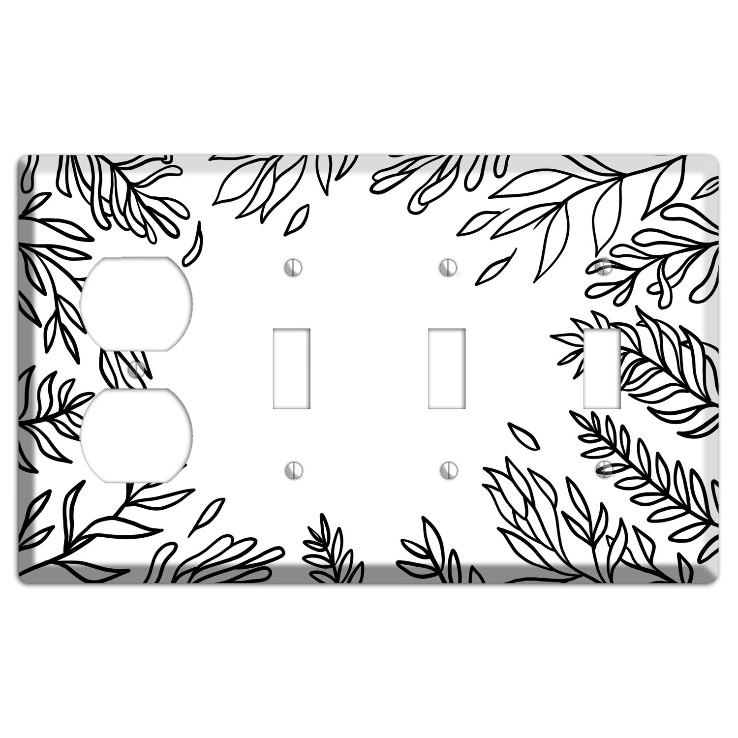 Hand-Drawn Leaves 8 Duplex / 3 Toggle Wallplate