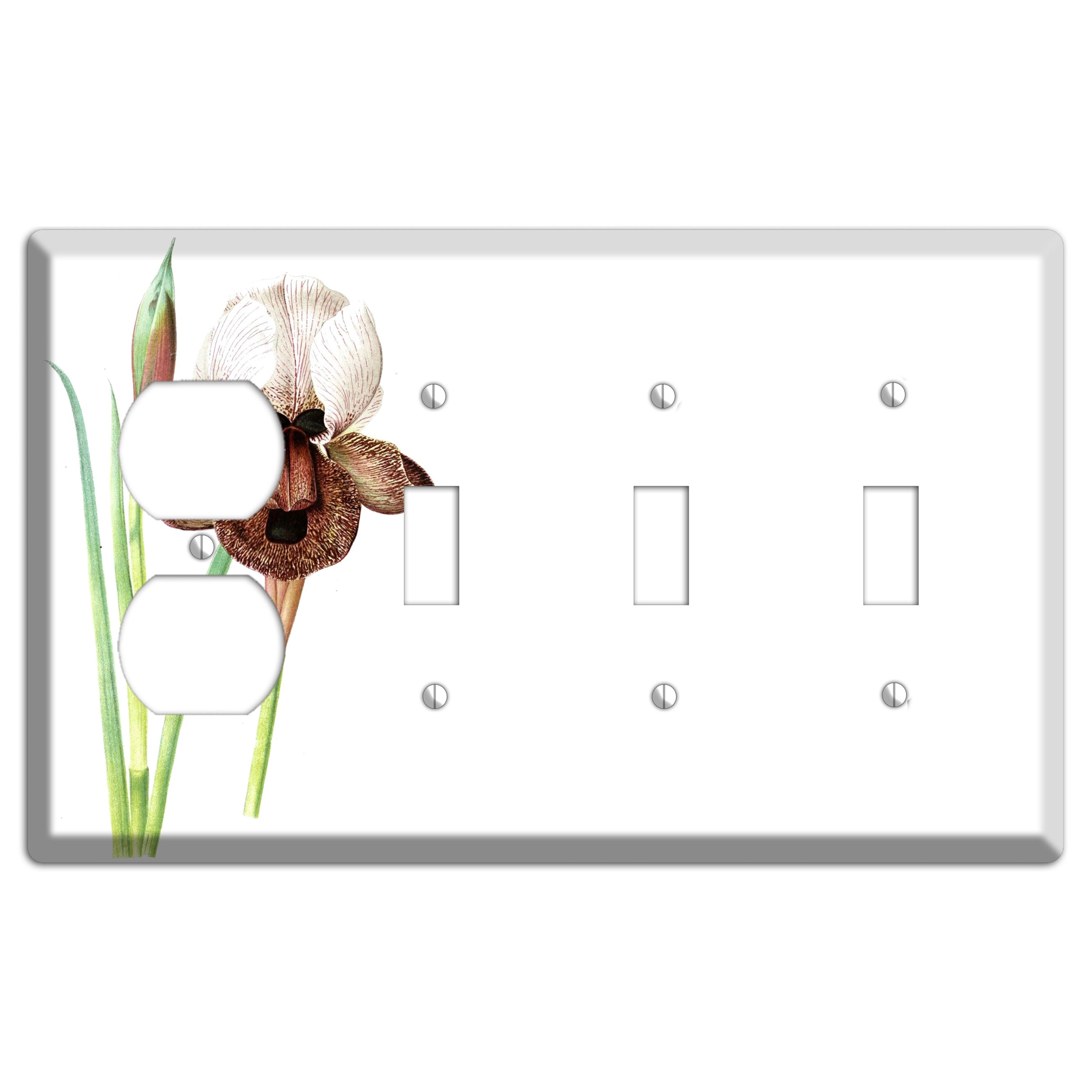 White iris Duplex / 3 Toggle Wallplate