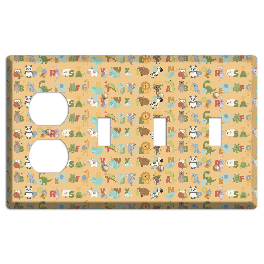 Animal Alphabet 1 Duplex / 3 Toggle Wallplate