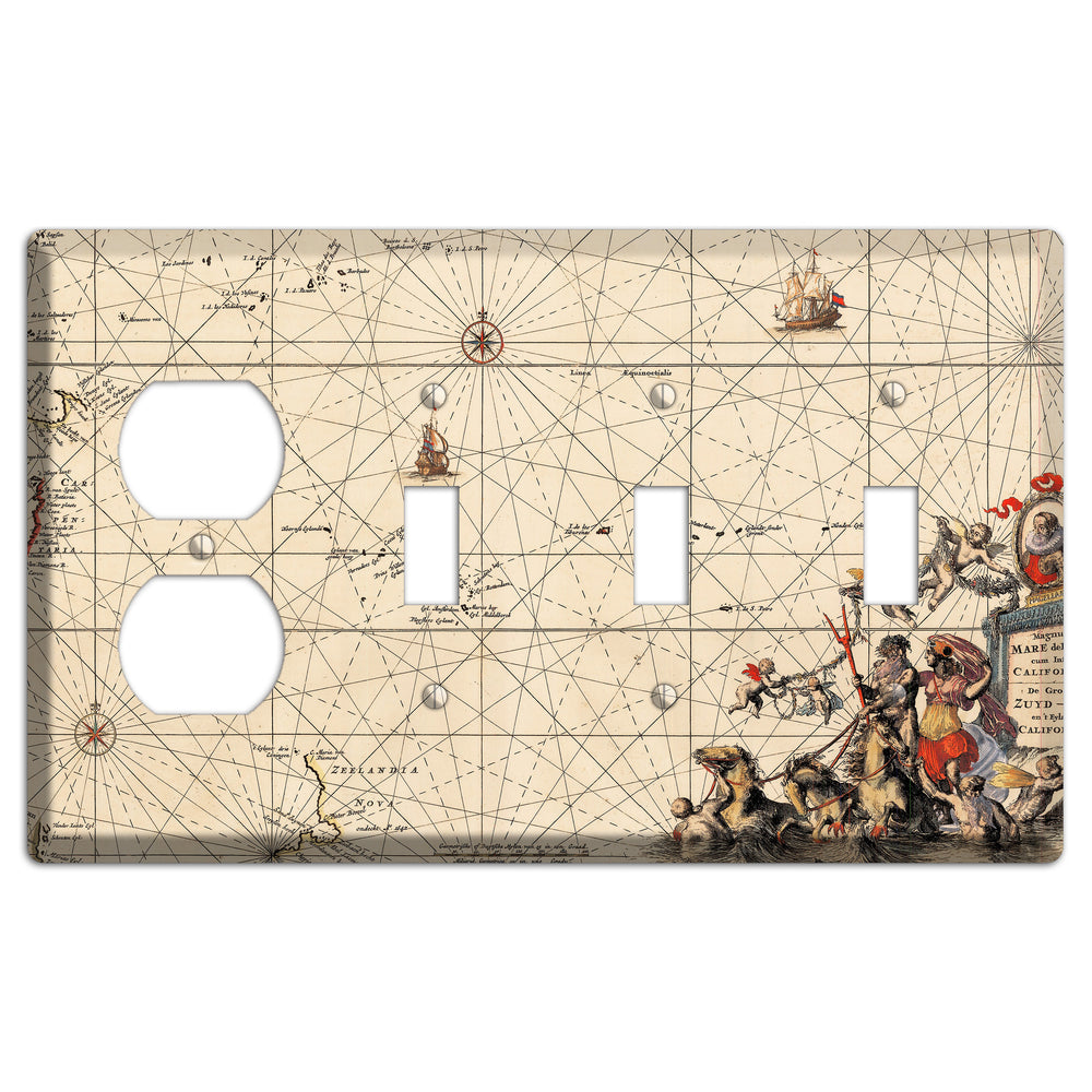 Map of New Zealand Duplex / 3 Toggle Wallplate