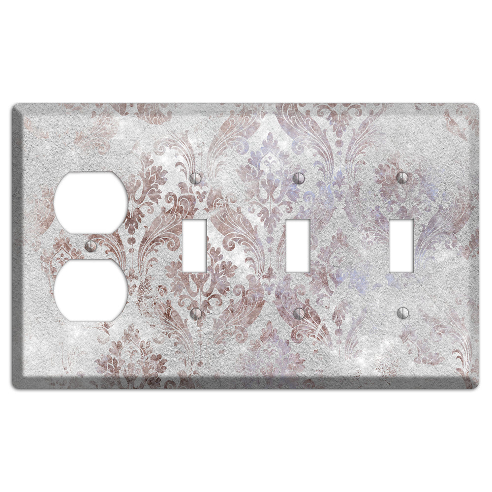 Nobel Whimsical Damask Duplex / 3 Toggle Wallplate