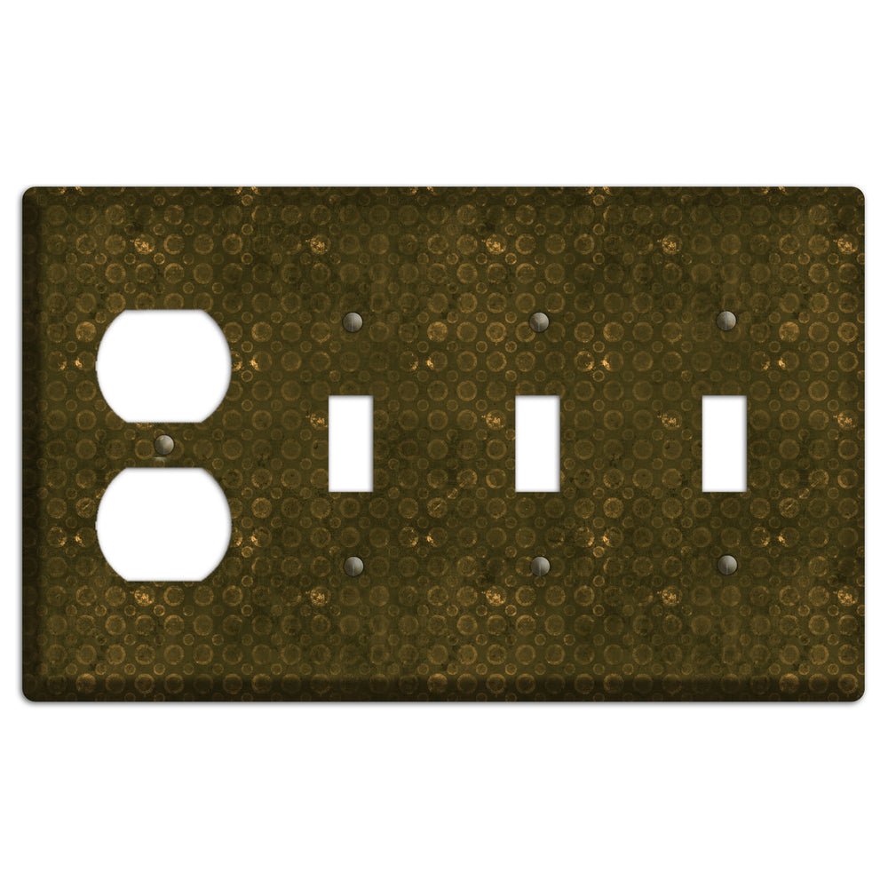 Olive Circles Duplex / 3 Toggle Wallplate