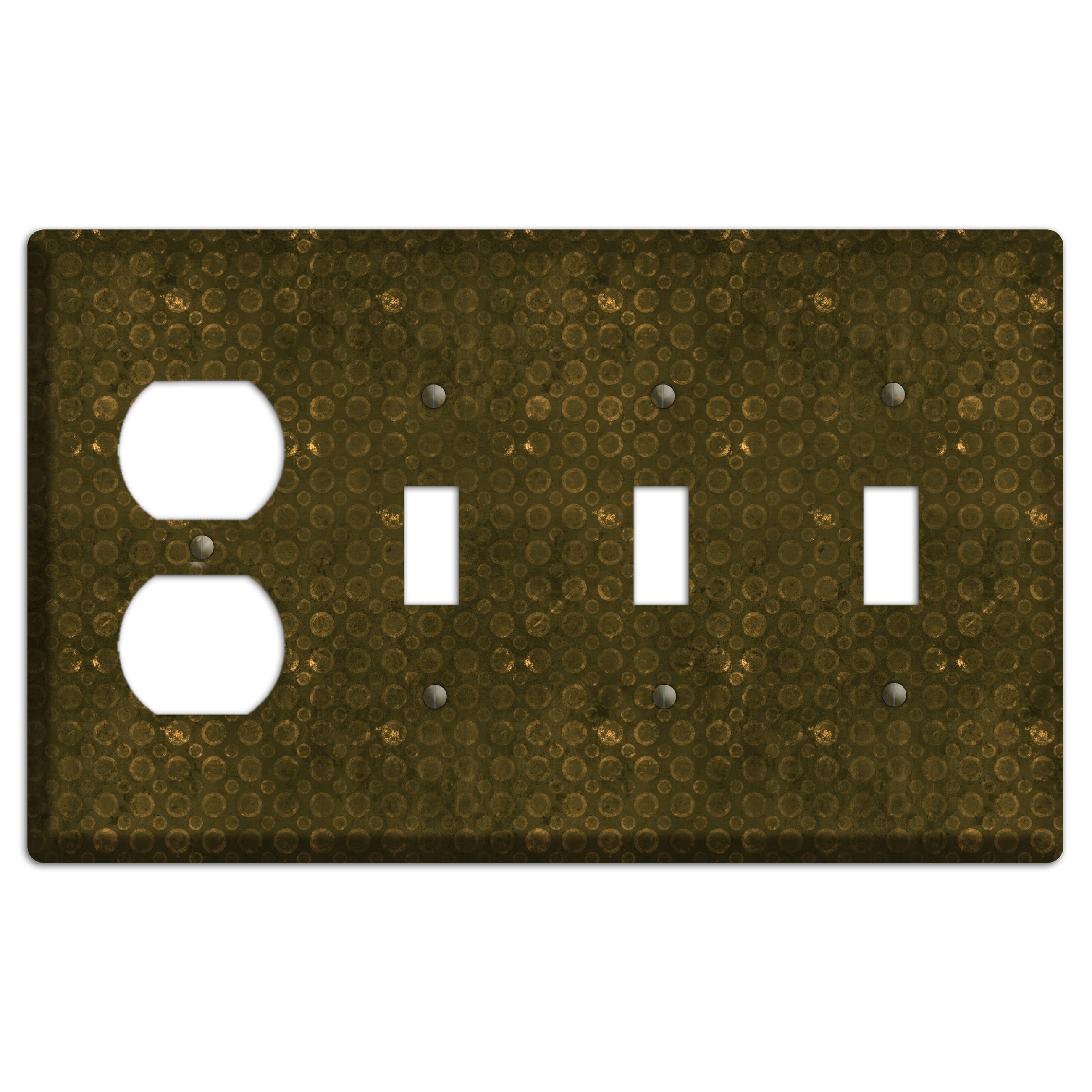 Olive Circles Duplex / 3 Toggle Wallplate