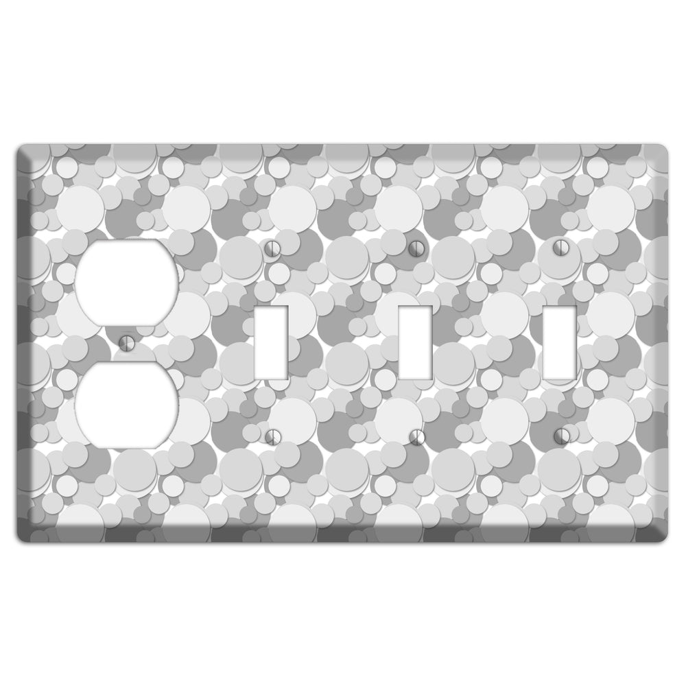 Multi Grey Bubble Dots Duplex / 3 Toggle Wallplate