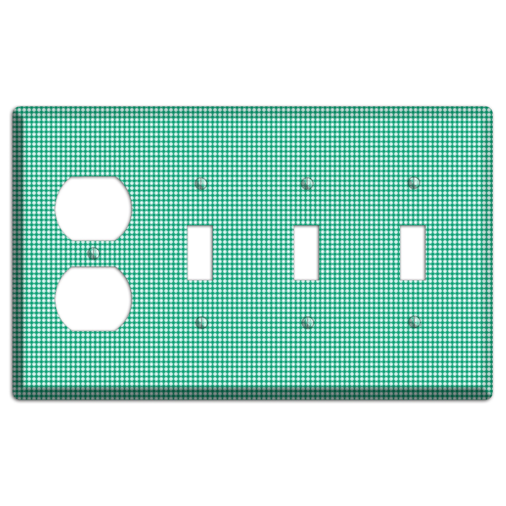 Jade Multi Tiled Geometric Duplex / 3 Toggle Wallplate