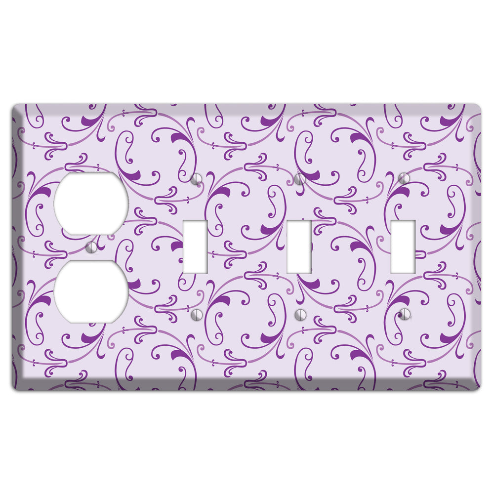 Lilac Victorian Sprig Duplex / 3 Toggle Wallplate