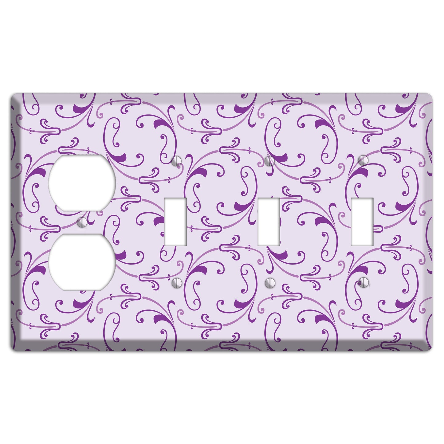 Lilac Victorian Sprig Duplex / 3 Toggle Wallplate