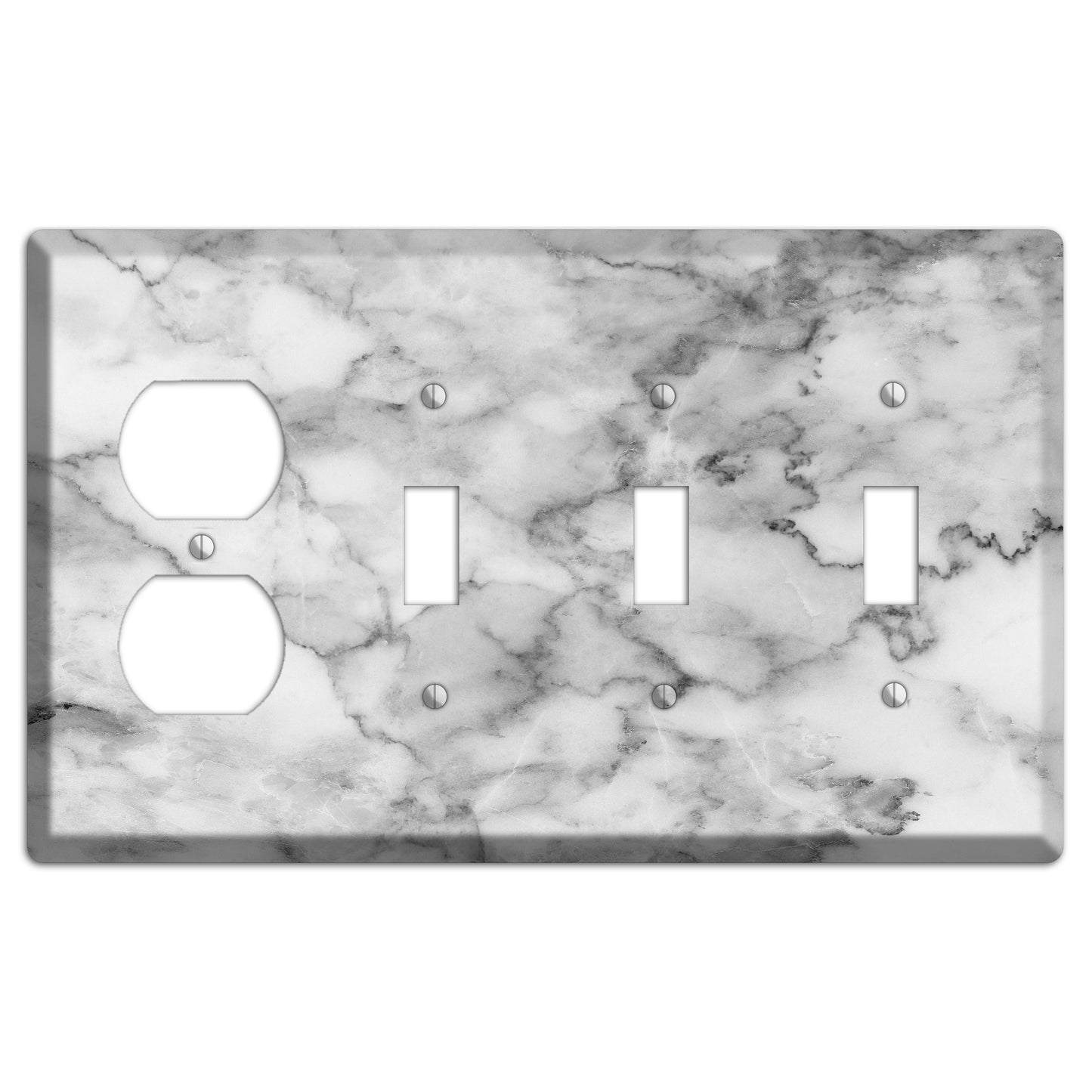 Gray and White Marble Duplex / 3 Toggle Wallplate