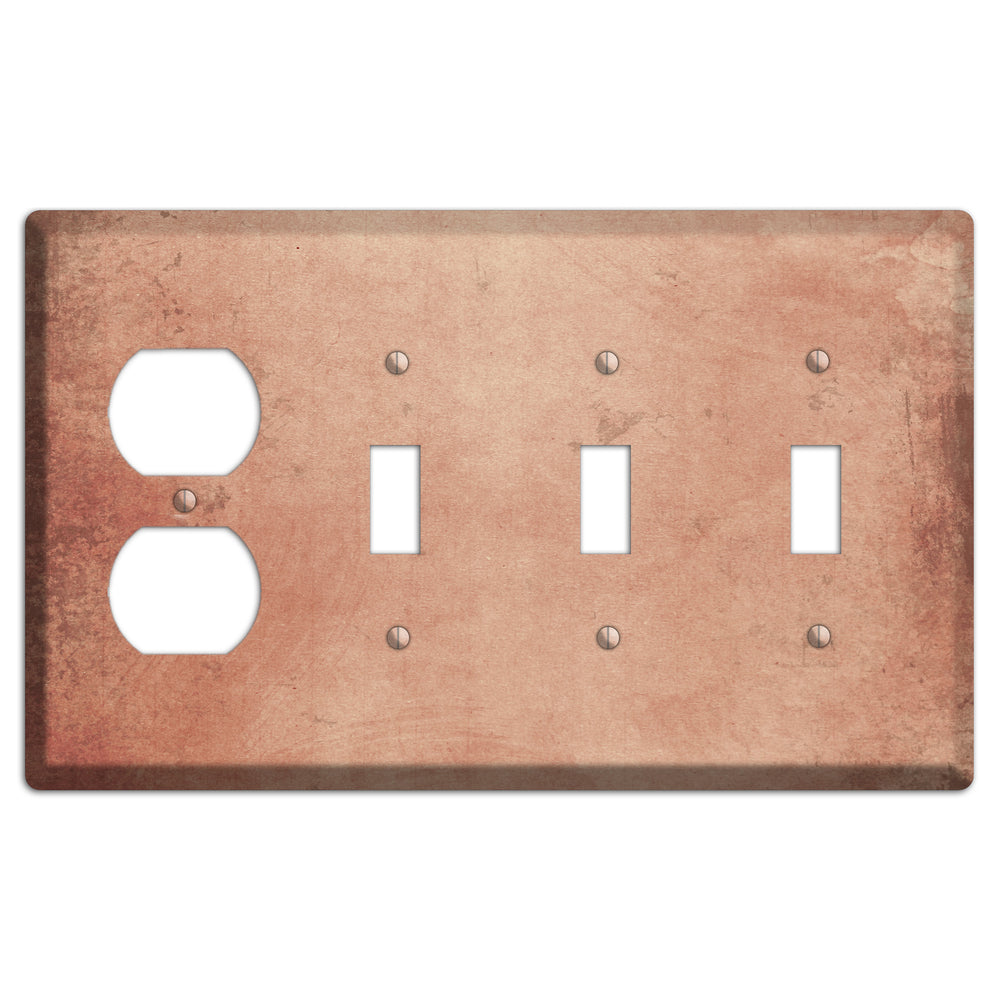 Tan Vintage Grunge Duplex / 3 Toggle Wallplate
