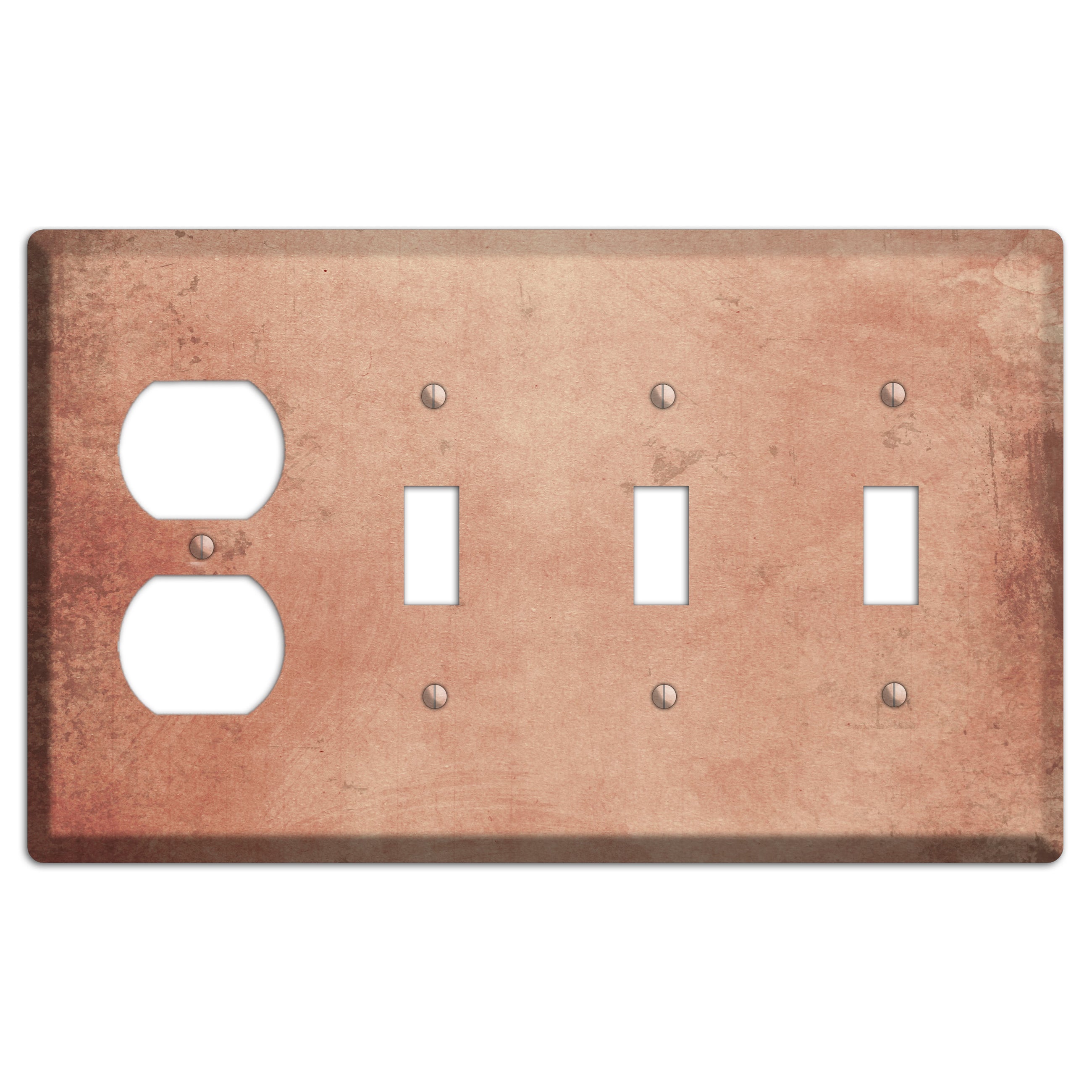 Tan Vintage Grunge Duplex / 3 Toggle Wallplate