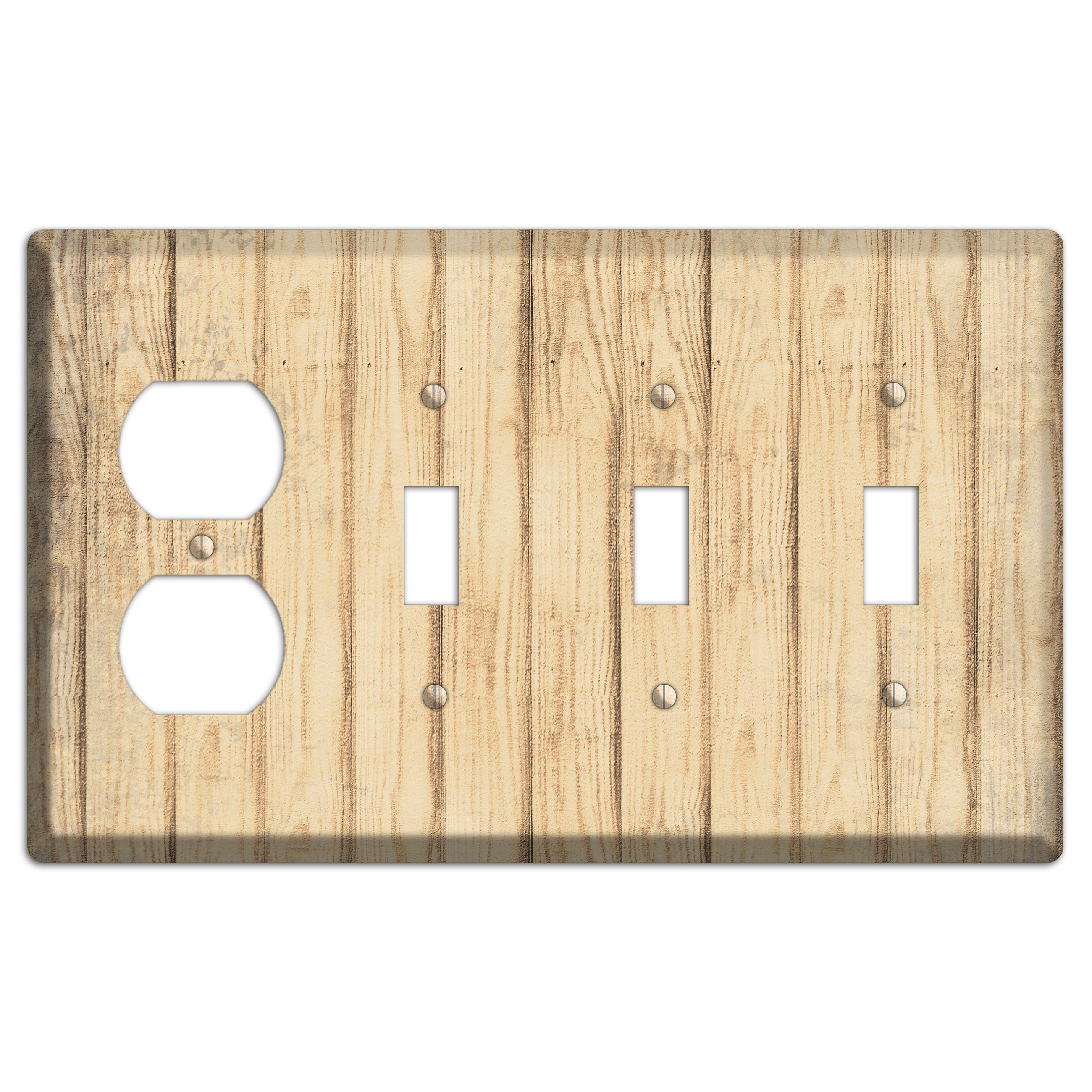 Hampton Weathered Wood Duplex / 3 Toggle Wallplate
