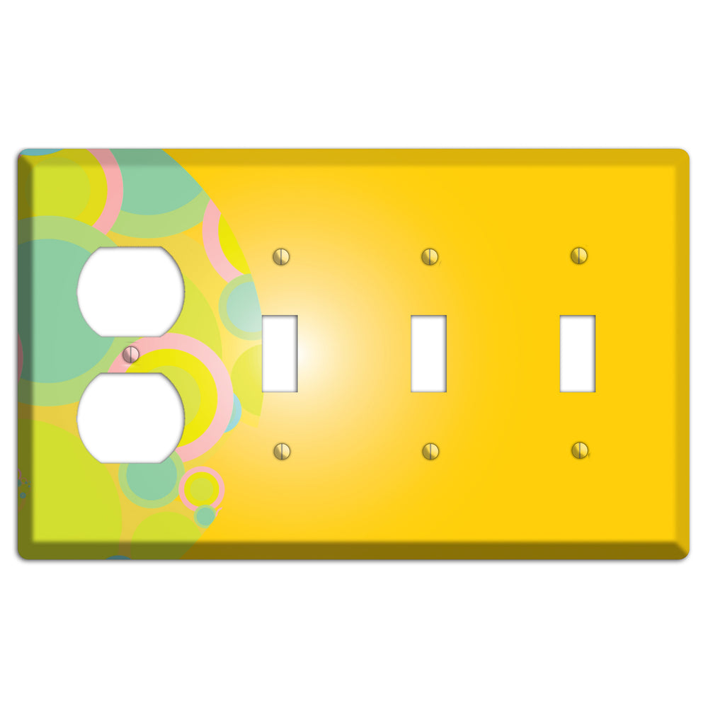 Yellow Circles Duplex / 3 Toggle Wallplate