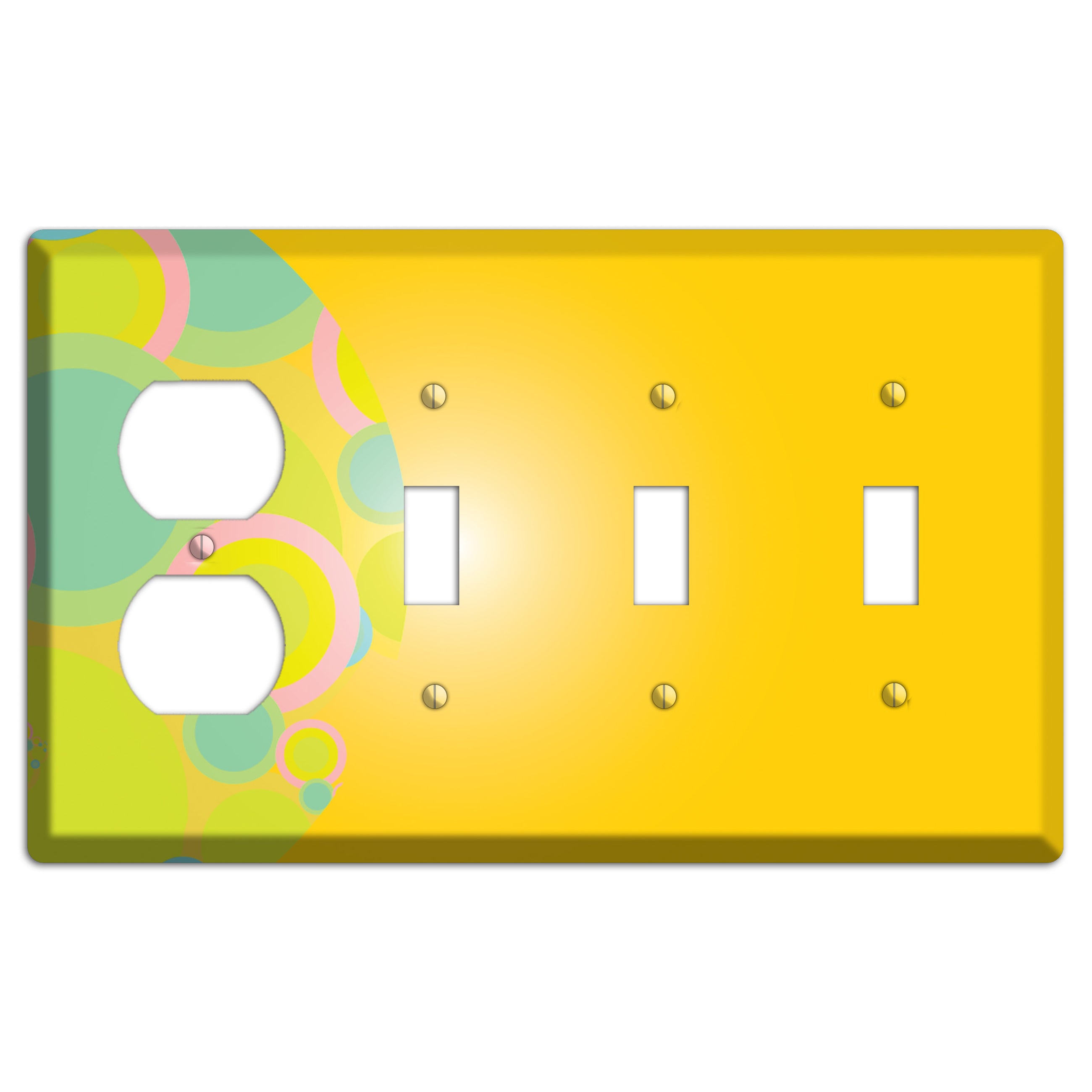 Yellow Circles Duplex / 3 Toggle Wallplate