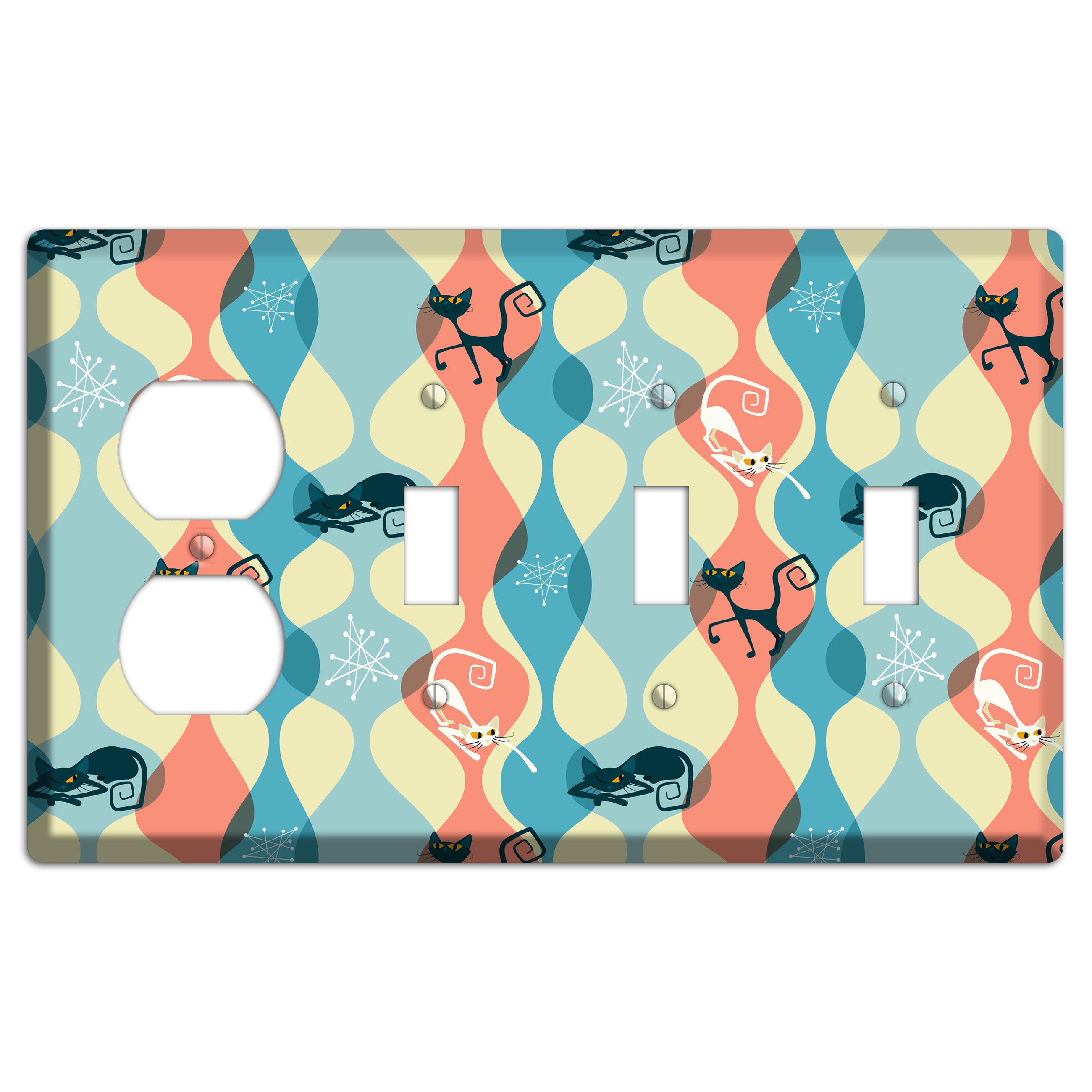 Atomic Kitty Duplex / 3 Toggle Wallplate