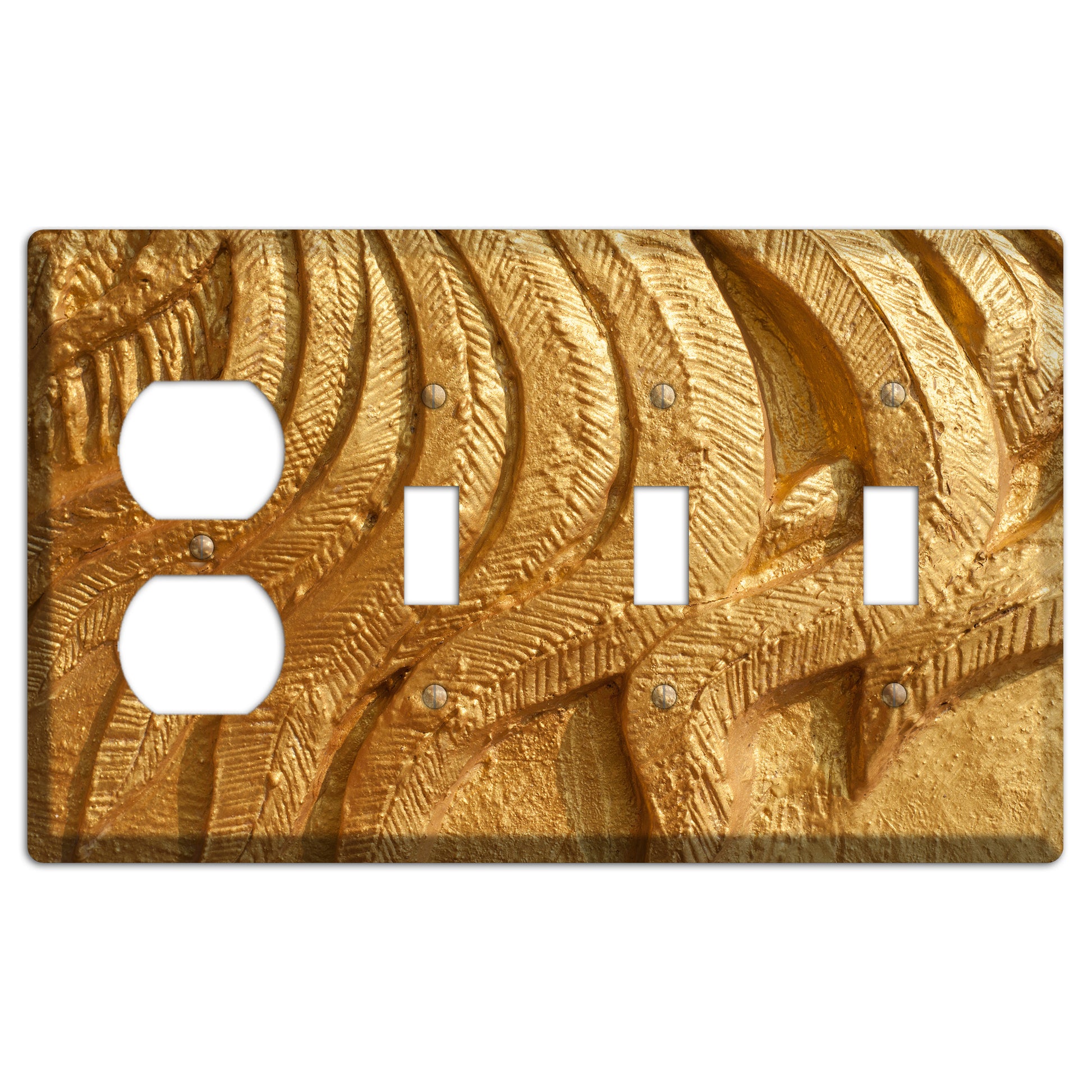 Gold Swirl Concrete Duplex / 3 Toggle Wallplate
