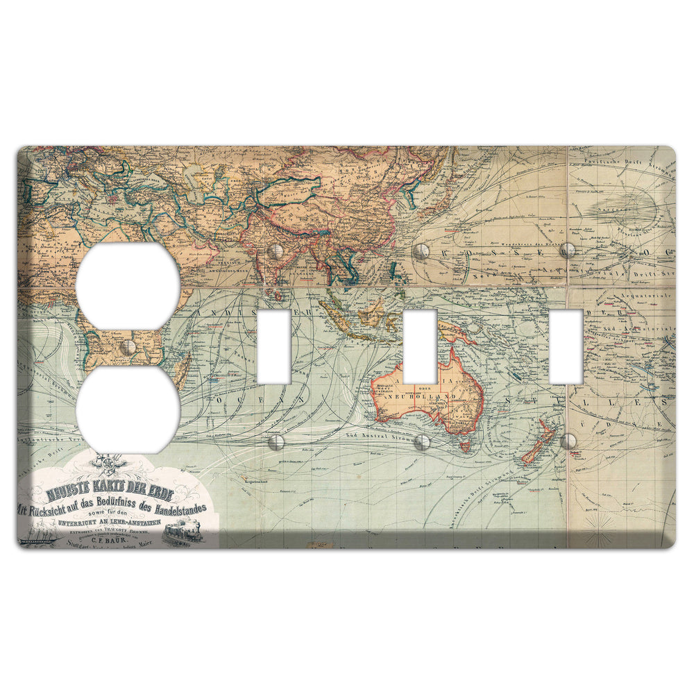 Map of Africa Duplex / 3 Toggle Wallplate