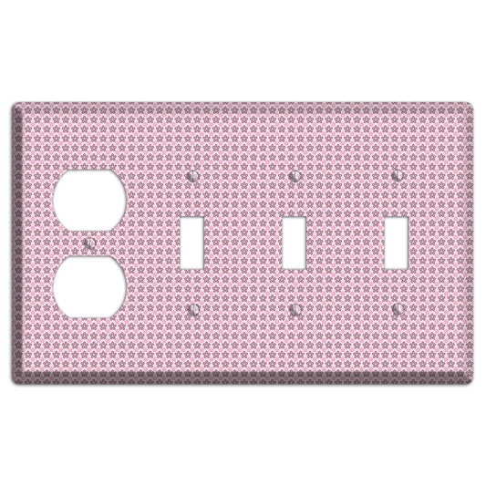 Pink Tiny Floral Duplex / 3 Toggle Wallplate