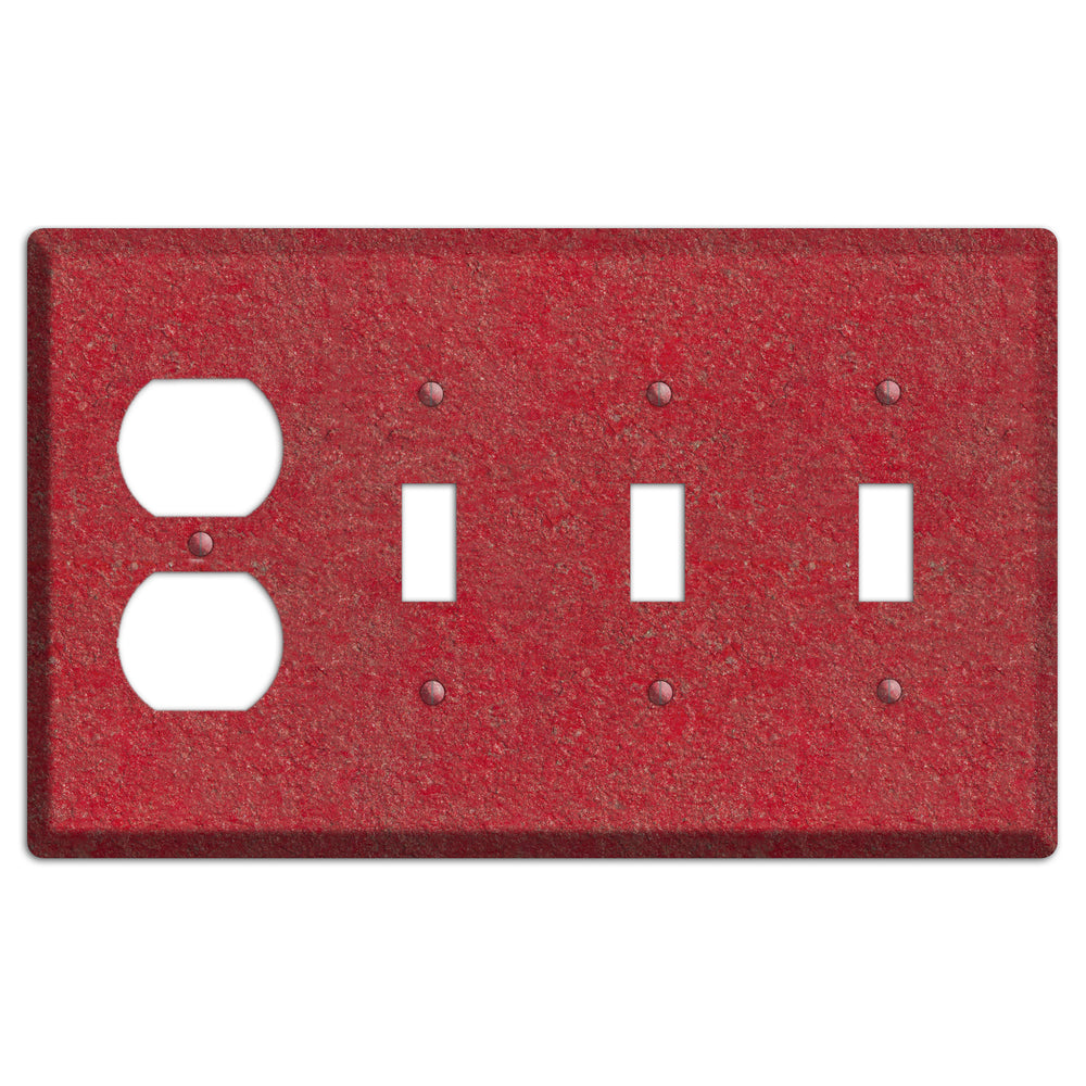 Stucco Red Duplex / 3 Toggle Wallplate