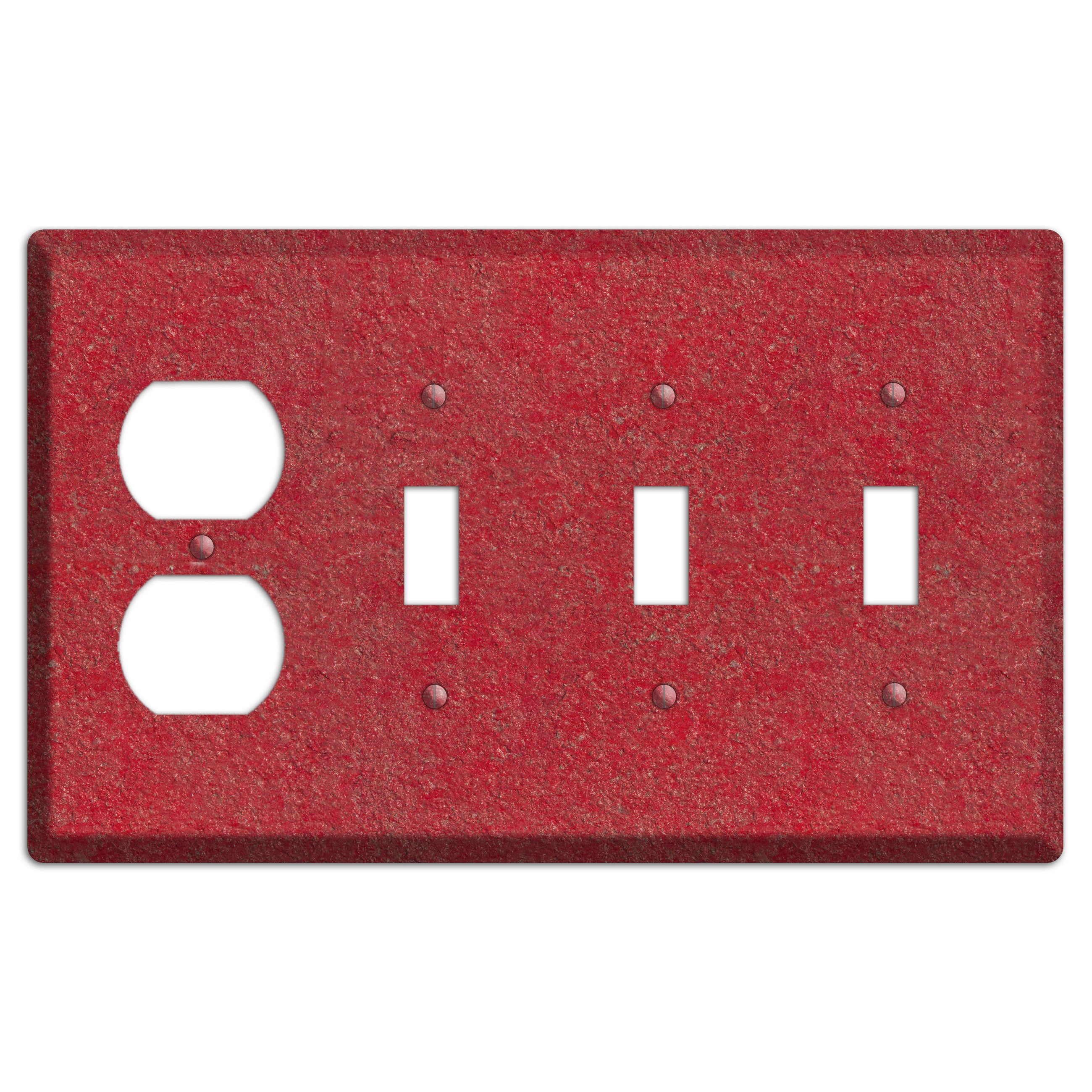 Stucco Red Duplex / 3 Toggle Wallplate