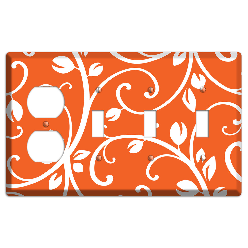 Red Bud Sprig Duplex / 3 Toggle Wallplate