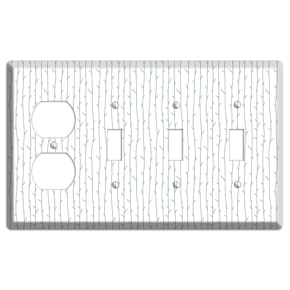 Leaves Style D Duplex / 3 Toggle Wallplate