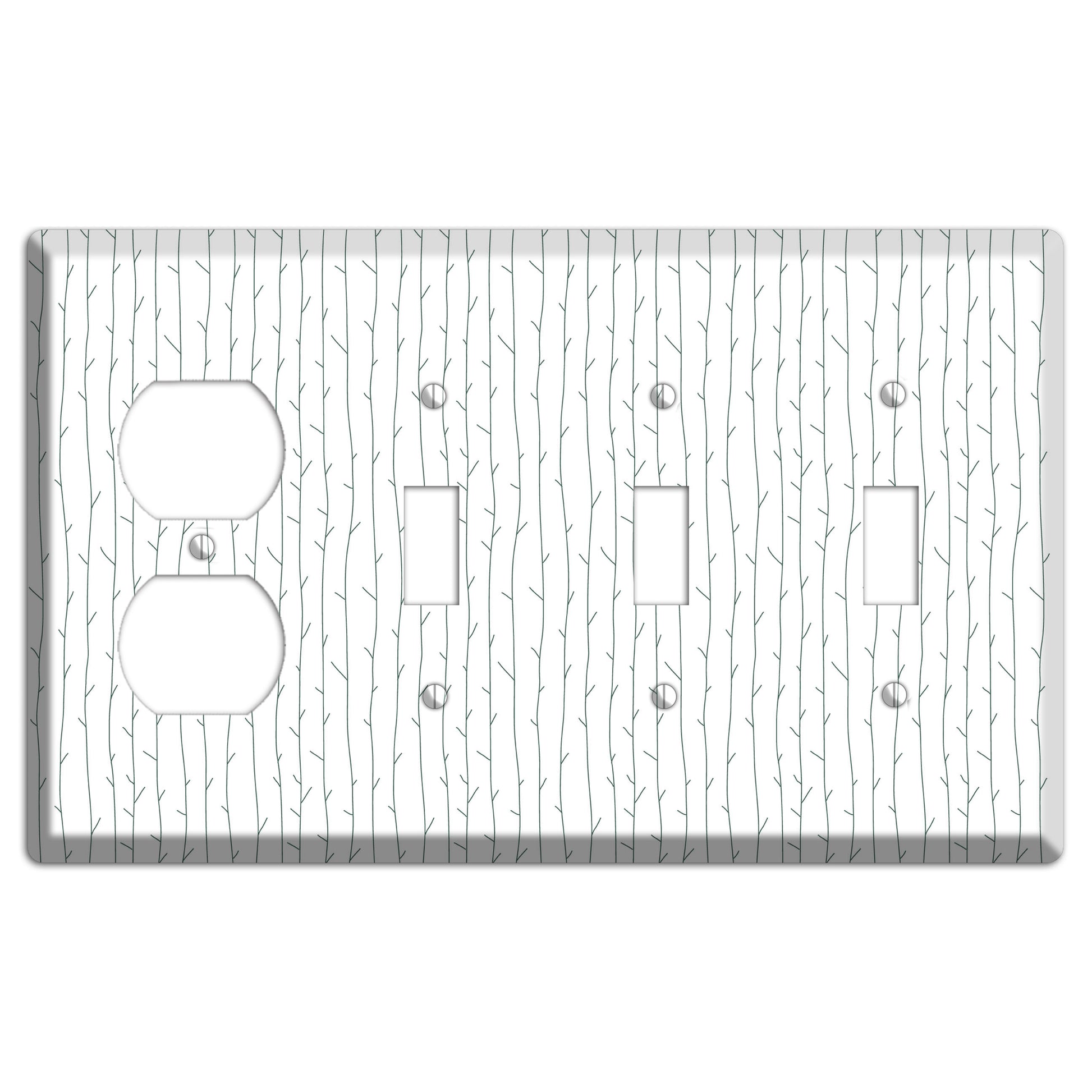 Leaves Style D Duplex / 3 Toggle Wallplate
