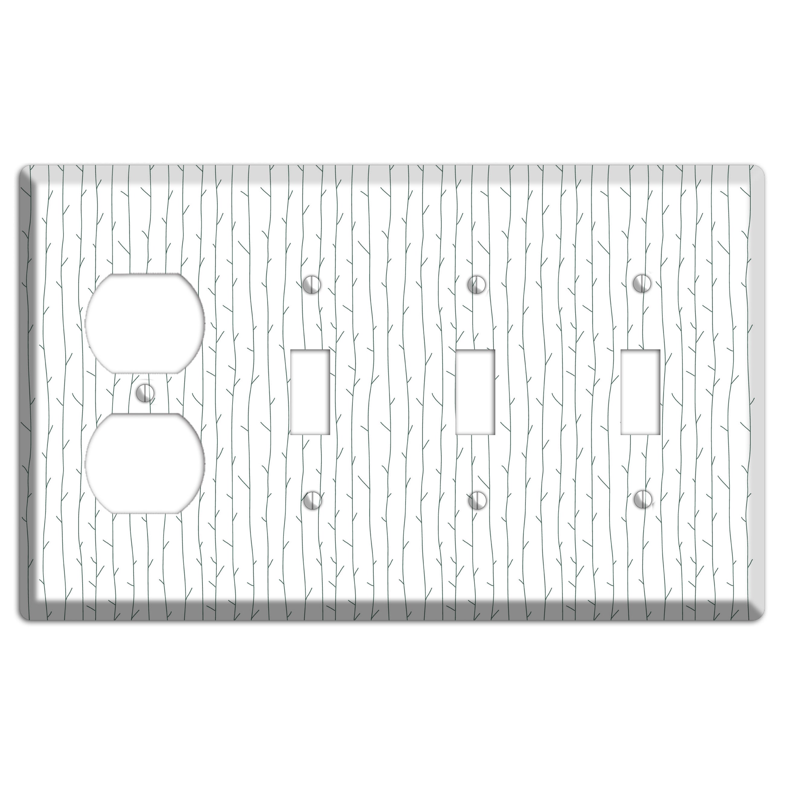 Leaves Style D Duplex / 3 Toggle Wallplate